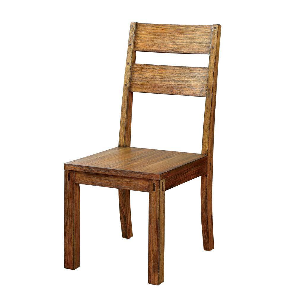 Dark Oak Rustic Style Solid Wood Kitchen Dining Chairs Set of 2 - Panel Back Chairs for Dining Room, Kitchen, Breakfast Nook & Farmhouse Decor