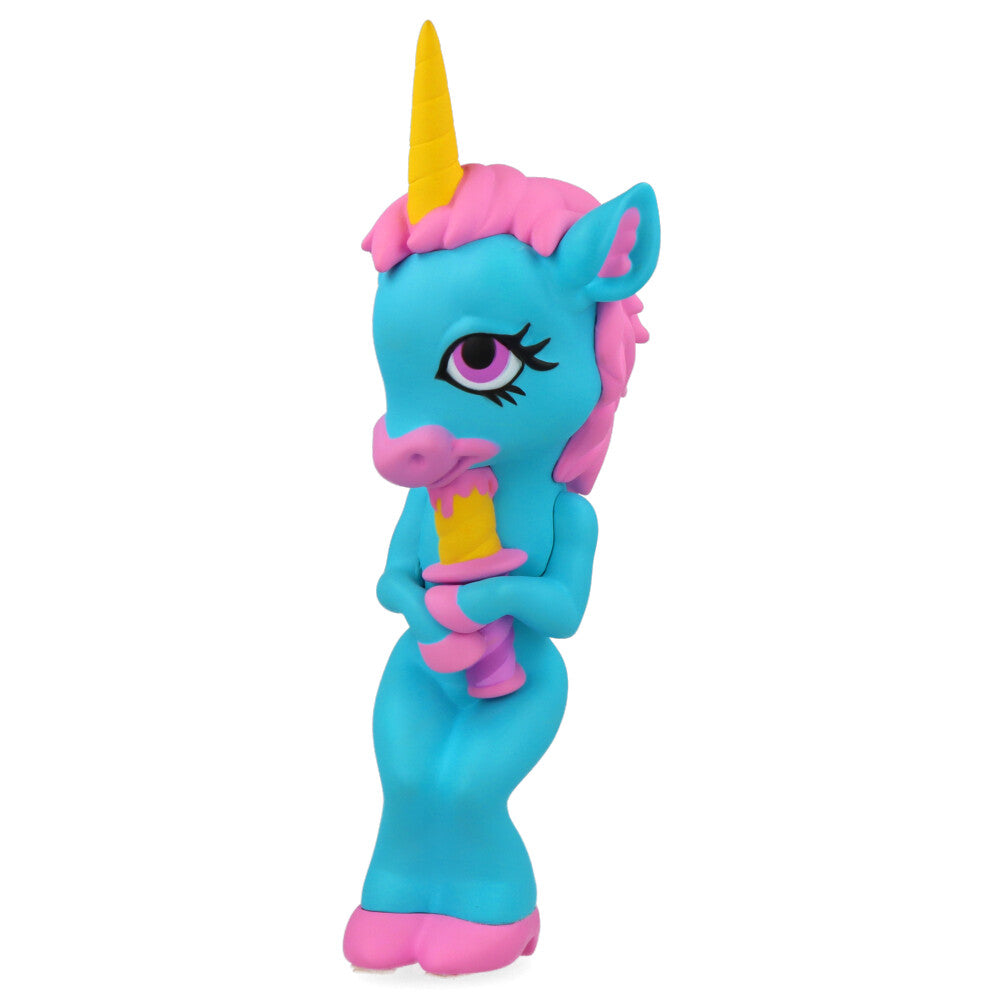 Ron English Forlorn Unicorn Blue Vinyl Art Toy - Collectible Pop Surrealism Figure for Home Decor & Art Display