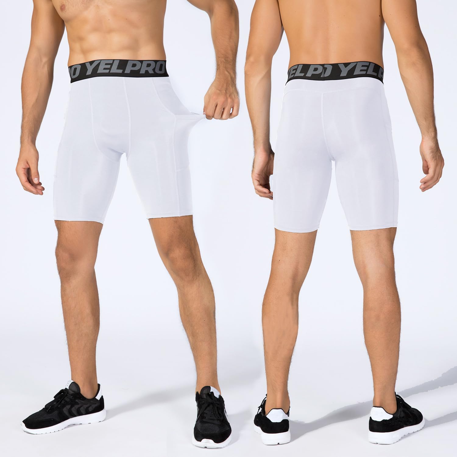 Yuerlian Men's Compression Shorts with Pockets - Breathable Spandex Workout Shorts for Running, Training & Athletic Performance - Ideal for Gym, Sports & Active Wear