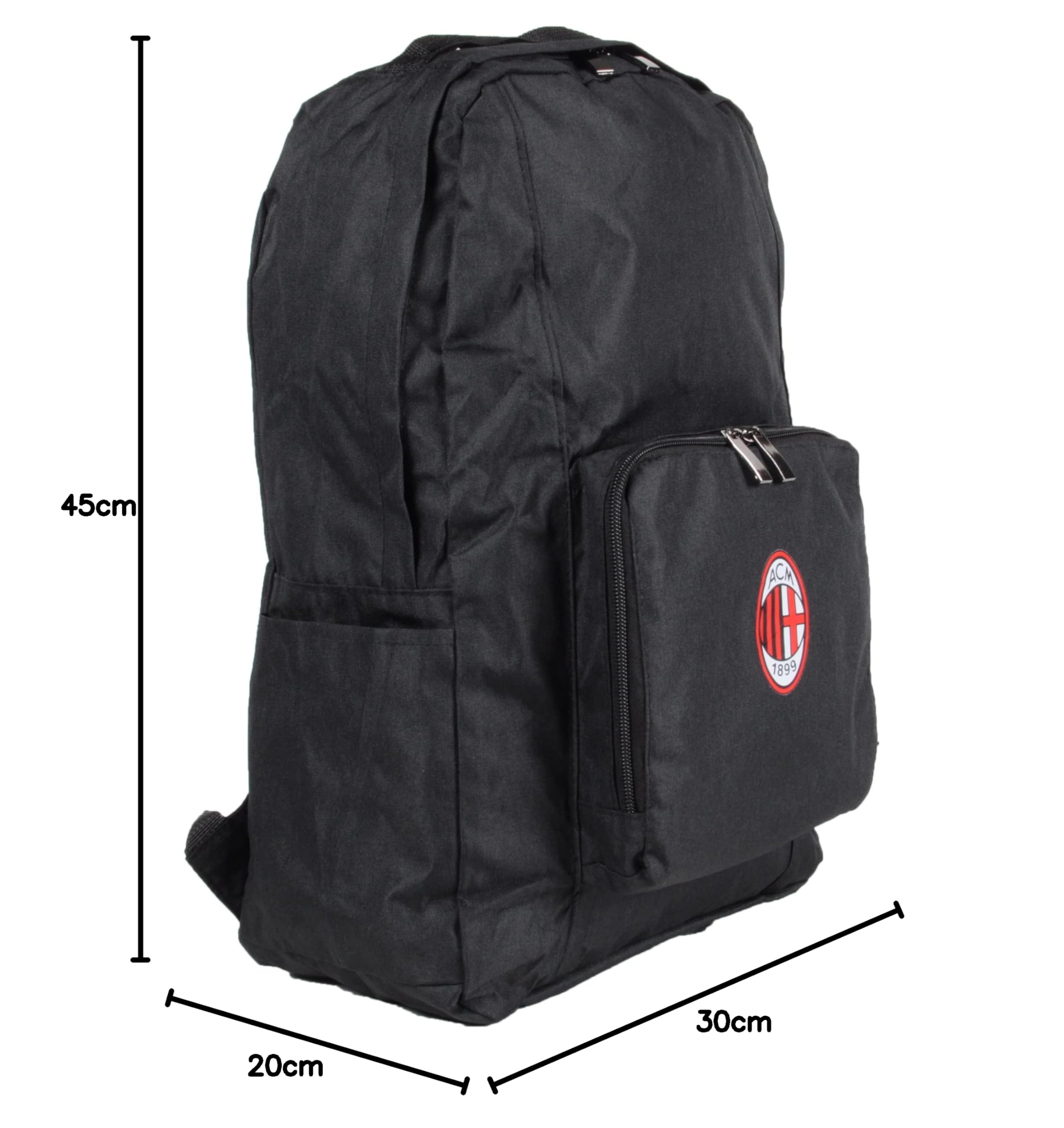 Official AC Milan Backpack - Durable Travel Backpack with Zipper Closure for School, Gym & Outdoor Adventures