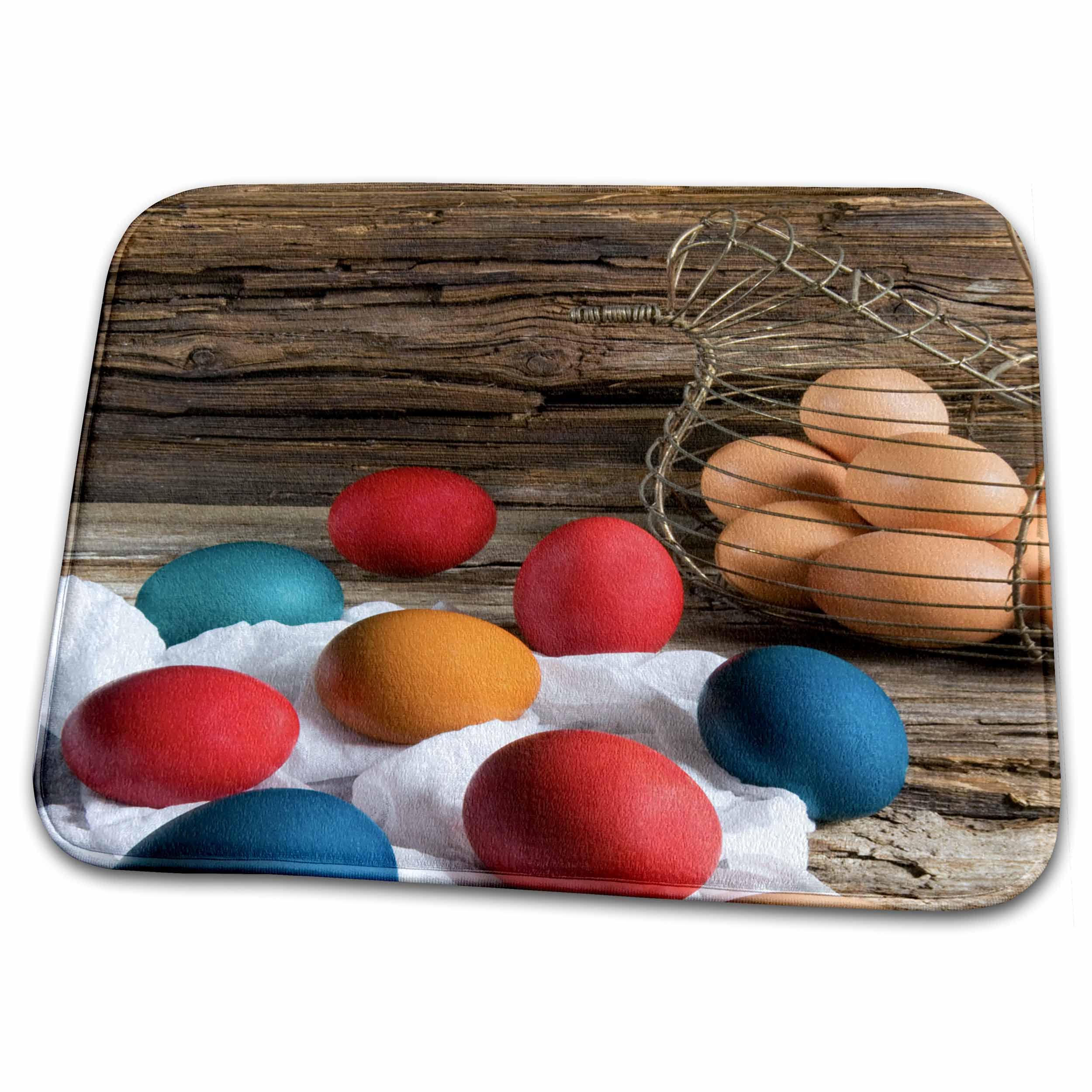 3D Rose Danita Delimont Colorful Easter Eggs Dish Drying Mats - Absorbent Kitchen Towel for Holiday Decorations, Spring Table Setting, and Easter Party Decor (DDM-257730-1)