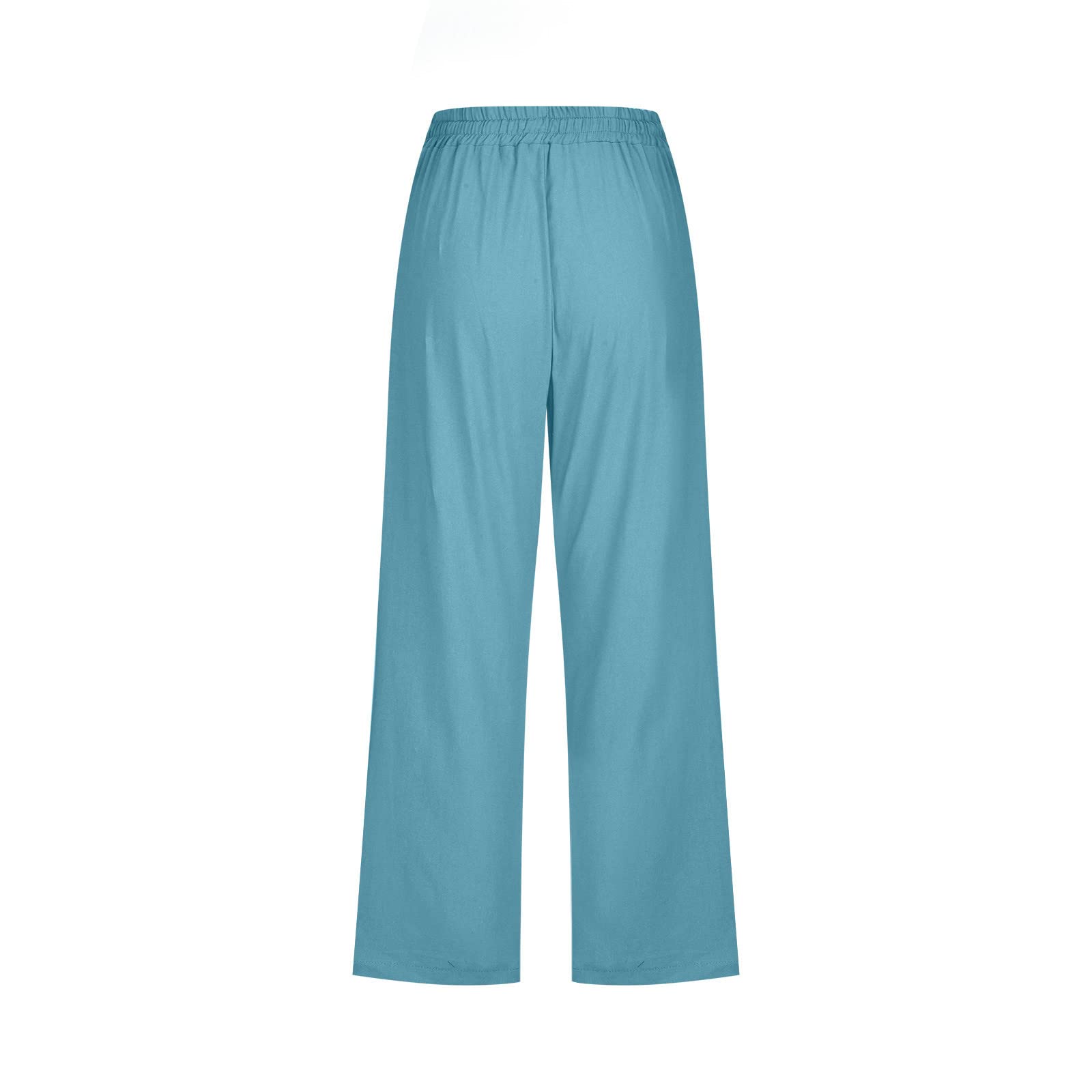 Women's Cotton Linen Capri Pants - Casual Summer Drawstring Elastic Waist Wide Leg Pants with Pockets | Perfect for Beach, Vacation & Everyday Wear