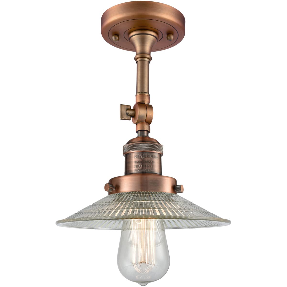 Innovations 201F-AC-G2-LED Semi-Flush Mount Ceiling Light Fixture - Antique Copper Finish, Energy Efficient LED Lighting for Bedroom, Living Room, Kitchen & Hallway