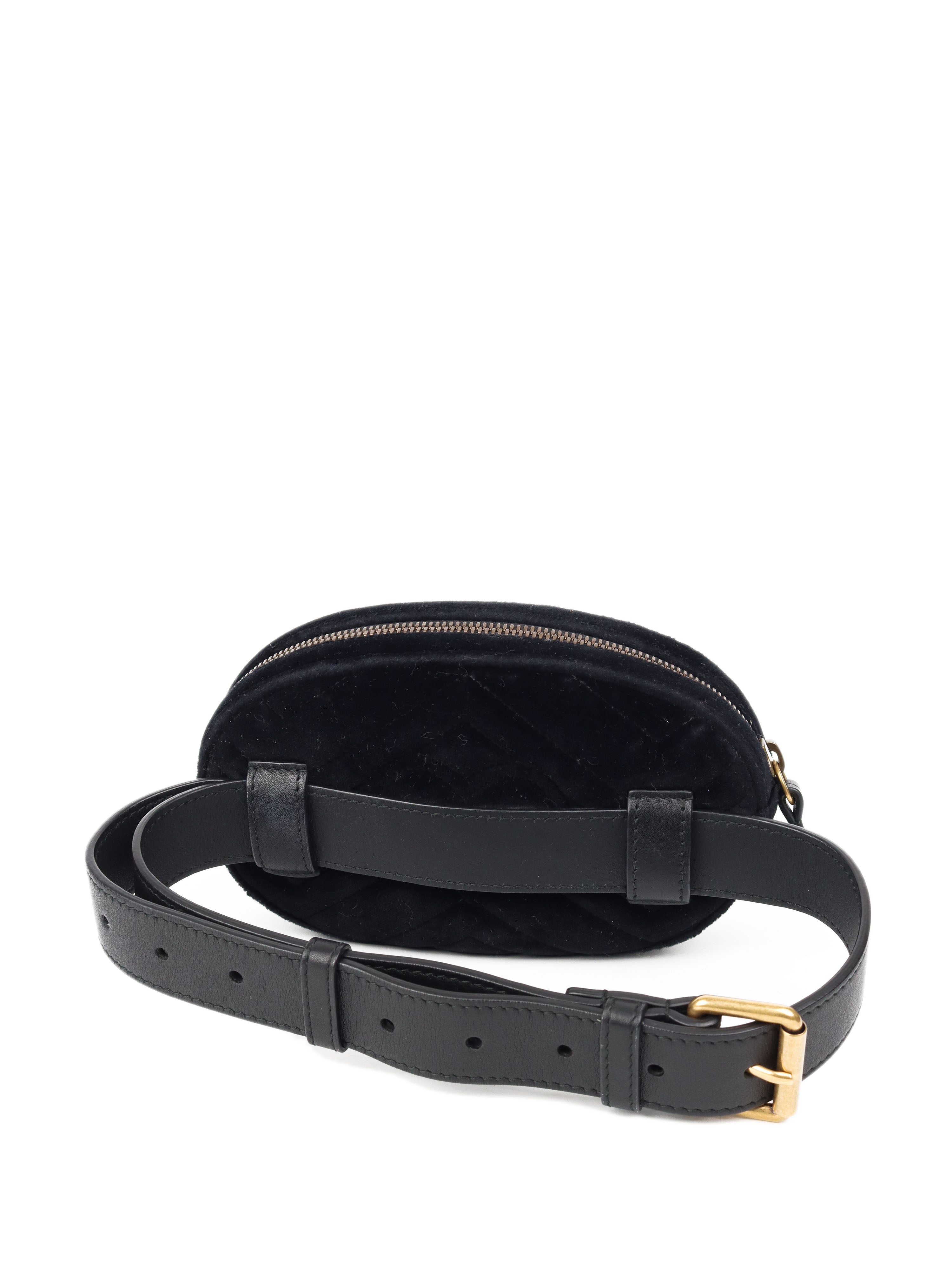 Gucci Black Velvet Marmont Belt Bag 65 - Luxury Crossbody Fanny Pack for Women | Perfect for Parties, Travel & Everyday Use