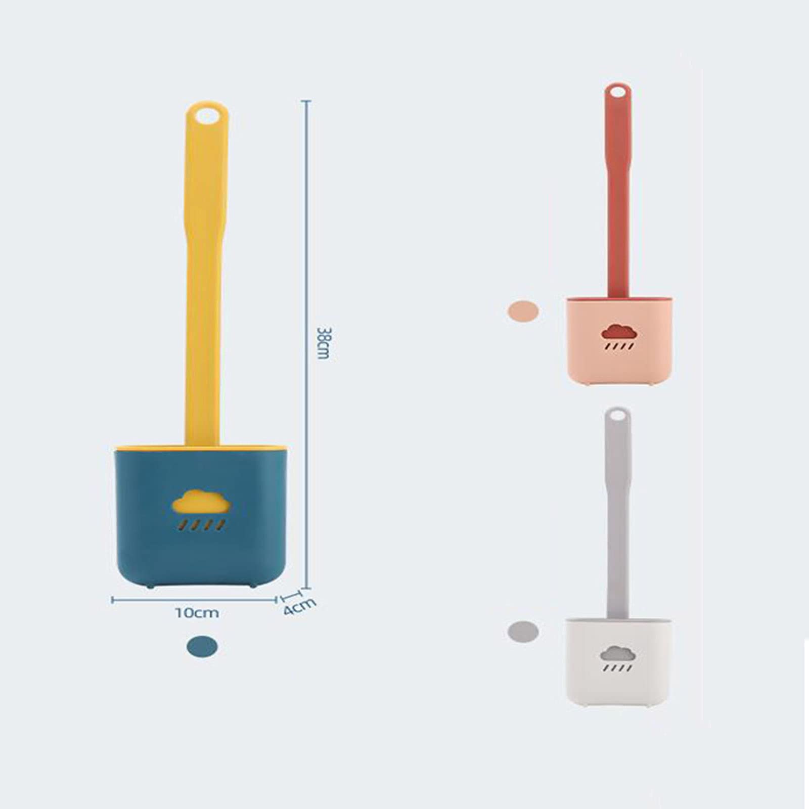Deep Clean Silicone Toilet Brush Set - No-Slip Long Plastic Handle & Flexible Bristles with Hook - No Drilling Wall Mounted Quick Dry Holder for Bathroom (Gray) - Perfect for Small Spaces & Easy Bathroom Cleaning