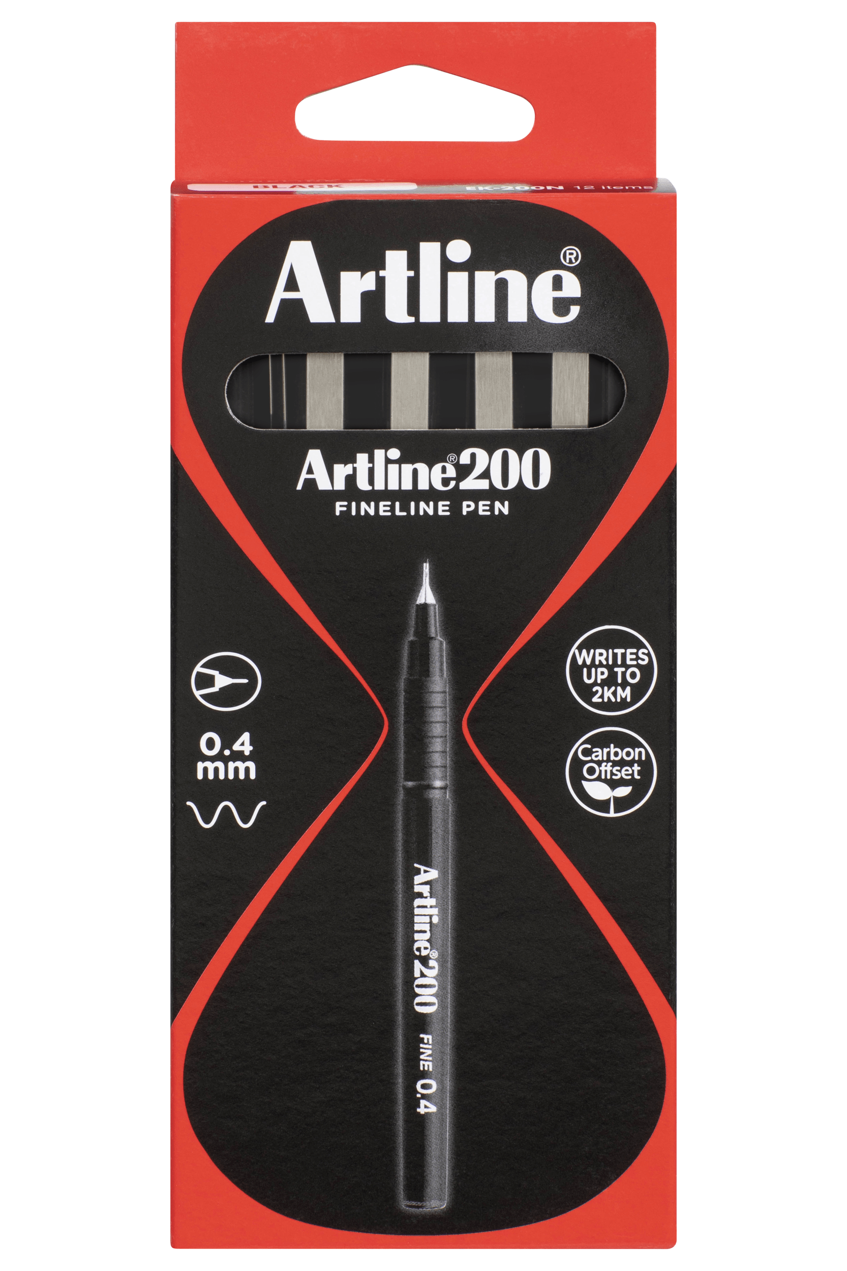 Artline 200 Fineliner Pen Set - 12 Pack of 0.4mm Black Fine Tip Markers for Drawing, Sketching & Note Taking - Perfect for Artists, Students & Office Use