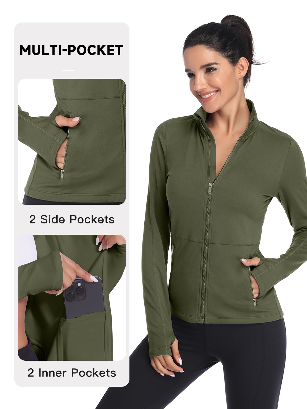 VUTRU Women's Full Zip Fleece Workout Jacket - Lightweight Yoga Running Track Athletic Jacket for Gym, Outdoor Sports & Casual Wear