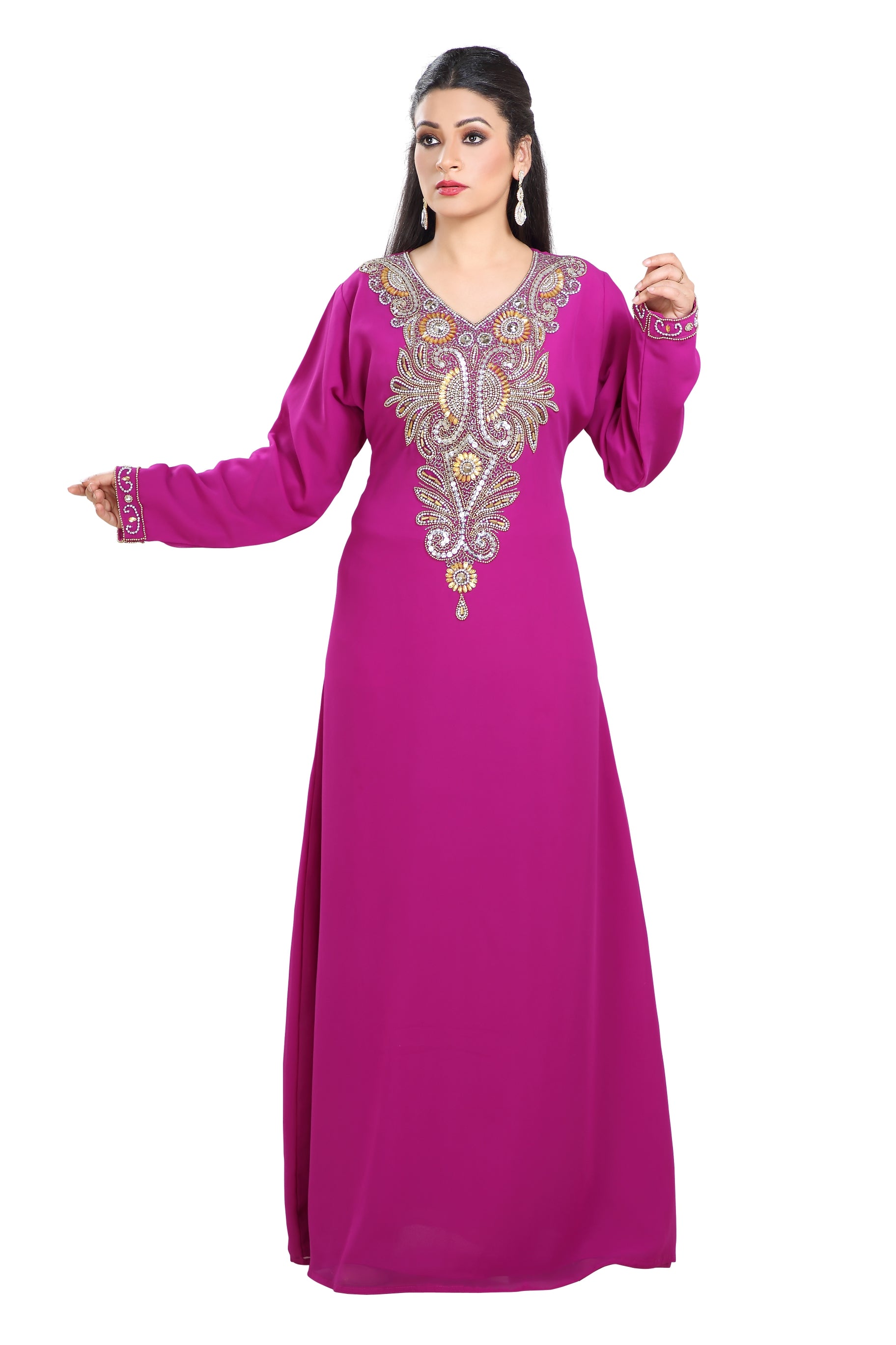 Farasha Maxi Dress for Women - Flowy Lawn Gown with Embroidery - Perfect for Summer Weddings, Beach Vacations & Special Occasions