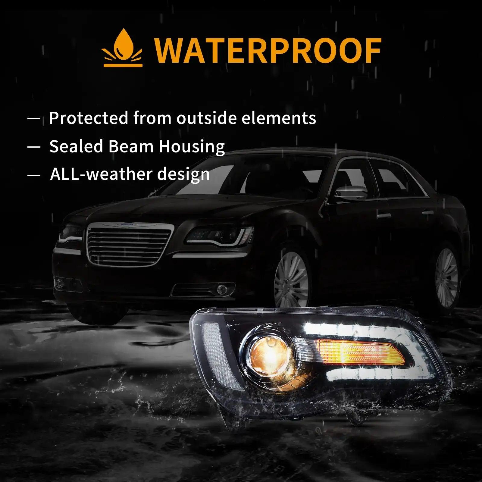 2011-UP Chrysler LED Headlight Assembly - Dual Beam Projector Headlights for Improved Night Visibility | Perfect for Off-Roading, Night Driving & Car Upgrades