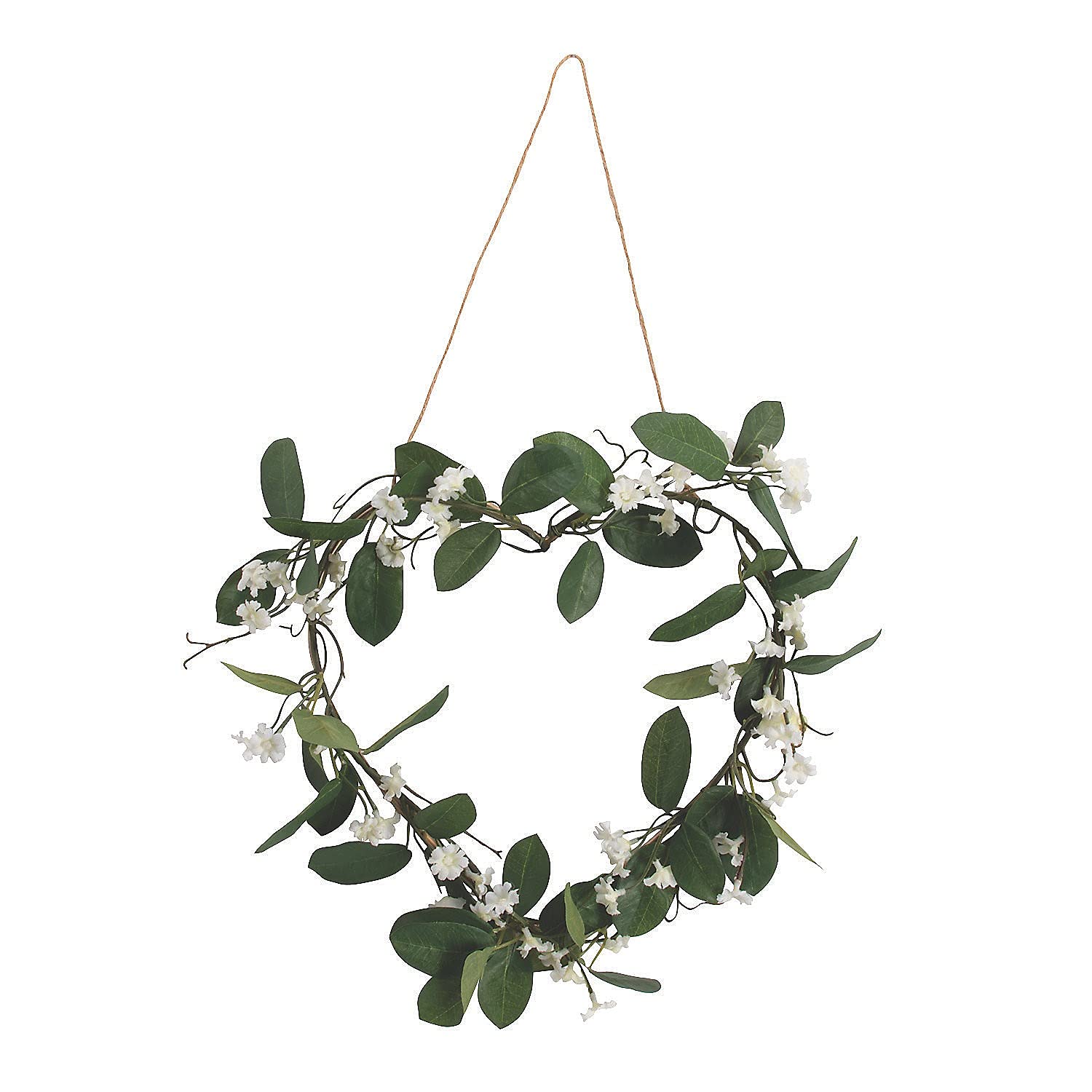 Heart Shaped Floral Wreath with White Flowers - Elegant Home Decor for Doors, Walls, and Weddings - 1 Piece Wreath for Seasonal and Holiday Decoration