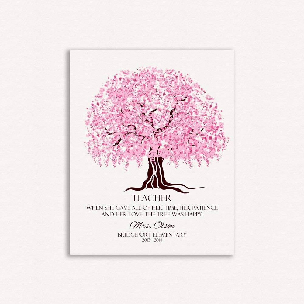 16x20 Custom Canvas - Best Personalized Teacher Gift with Cherry Blossom Tree & Warm Message | Handcrafted Appreciation Present for Educators | Perfect for Teacher Appreciation Week, Retirement & Thank You Gifts