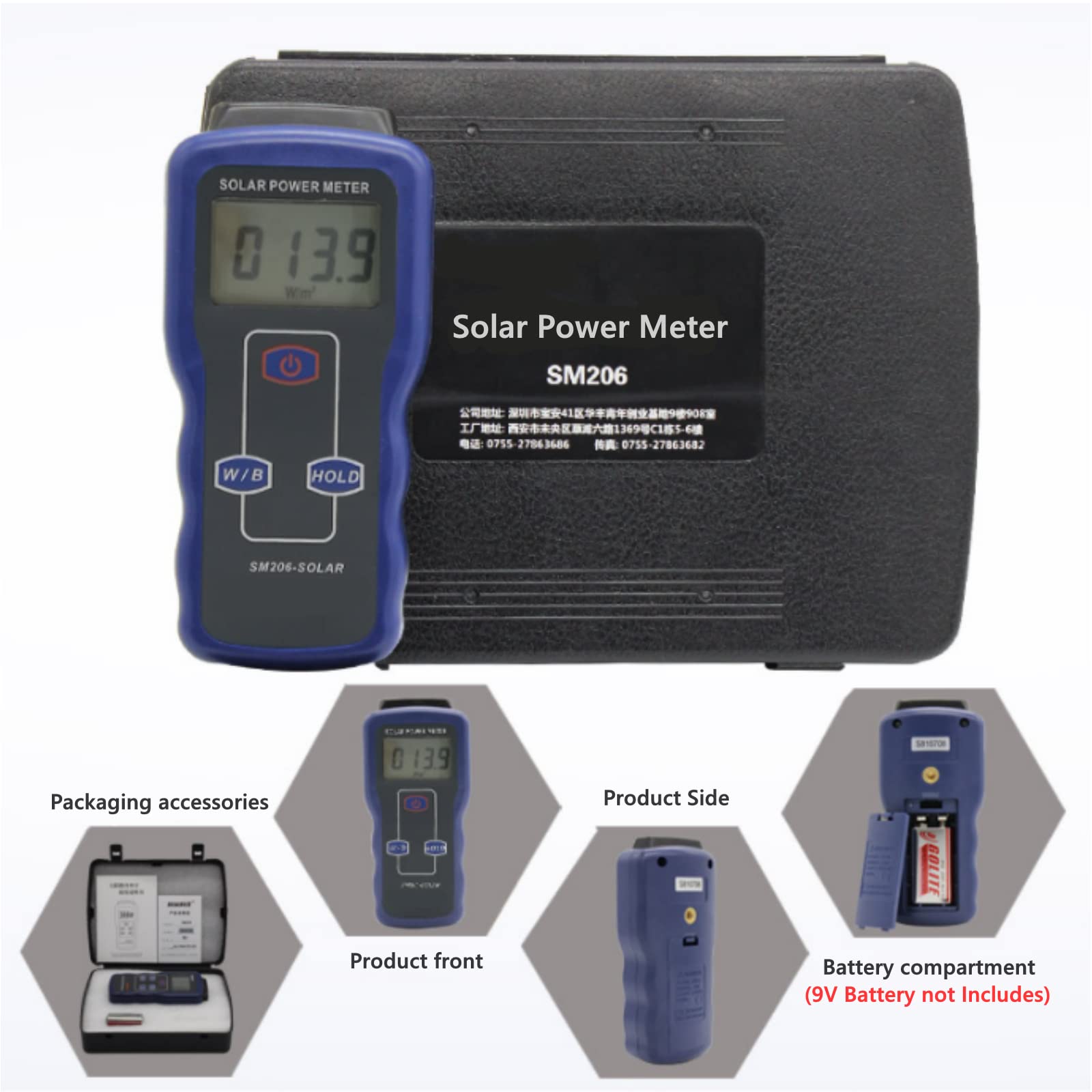 Digital Solar Power Meter - Handheld Pyranometer for Sunlight Radiation & Solar Energy Measurement - Perfect for Solar Panel Testing, Gardening, and Renewable Energy Research