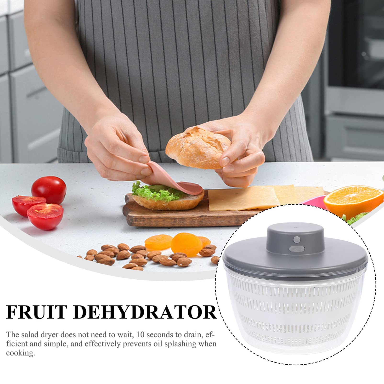 Beaupretty 1-Piece Vegetable Dryer & Salad Spinner - Compact Food Dehydrator, Fruit Press Juicer, and Meat Drying Basket for Healthy Snacks, Meal Prep & Kitchen Storage - Perfect for Salads, Jerky Making, and Fruit Preservation