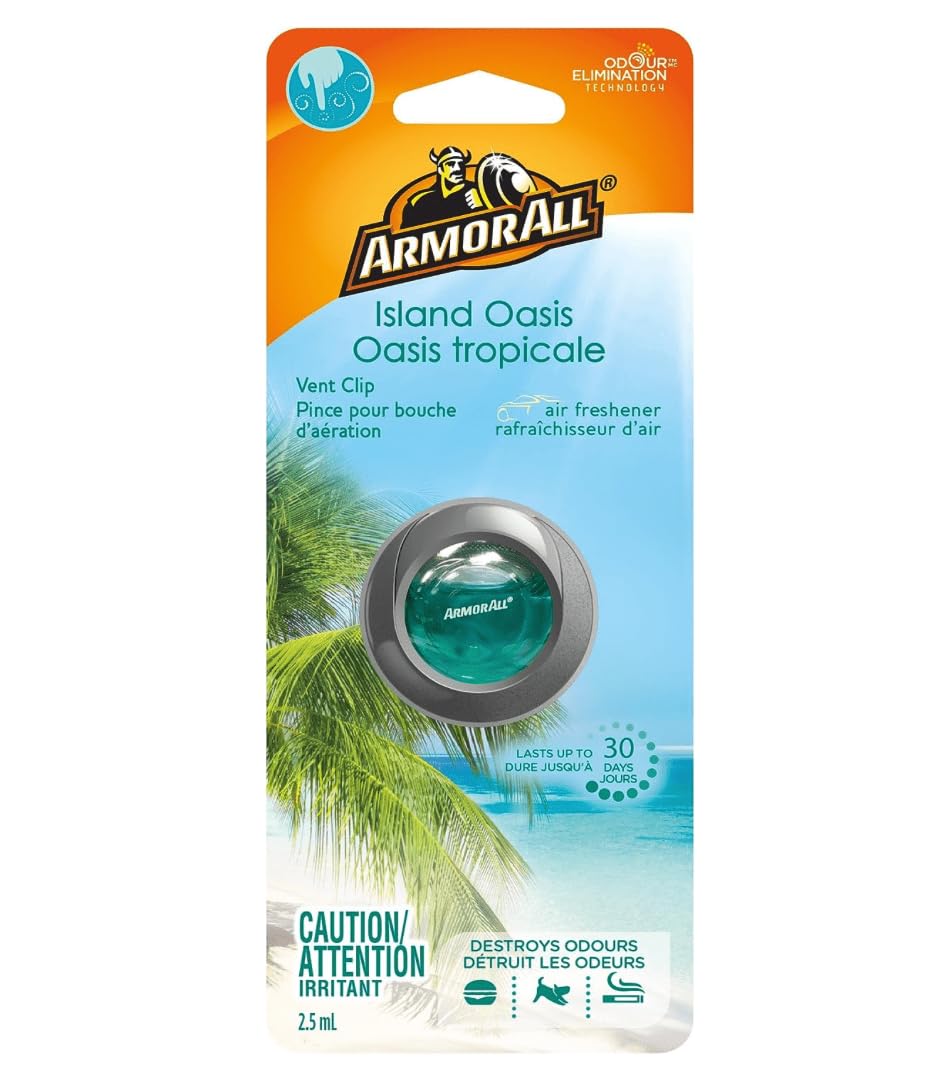 Armor All 17801 Vent Clip Air Freshener - Island Retreat Scent - Car Air Freshener for Fresh & Clean Vehicle Interior - Long-Lasting Fragrance for Cars, Trucks & SUVs