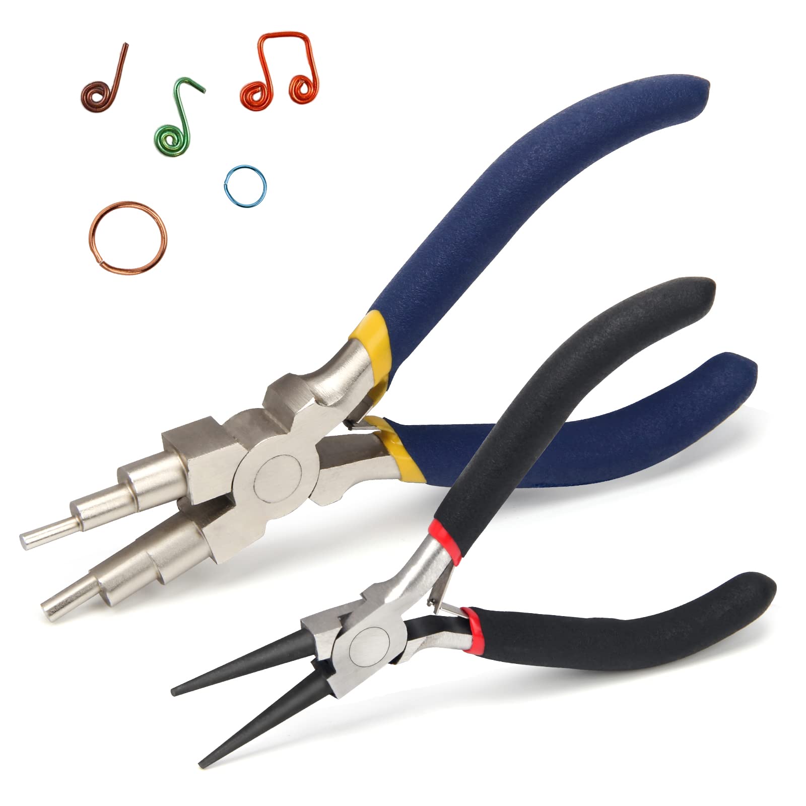 2-Piece Jewelry Pliers Set - AHIER 6-in-1 Bail Making Pliers & Round Nose Pliers for Jewelry Repair, Wire Wrapping, DIY Crafts - Perfect for Jewelry Making, Beading & Home DIY Projects