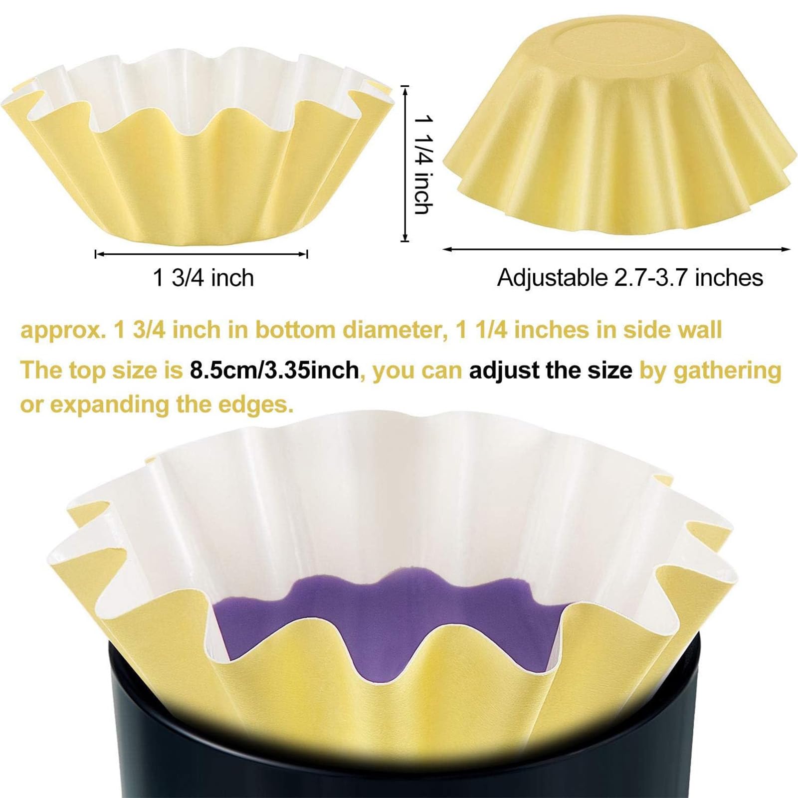 Boao Reusable Leakproof Wax Melt Liners - 50 Pack Yellow Wax Warmer Containers for Electric Plug-in Melters & Burners | Scented Candle Holders, Wax Paper Cups | Perfect for Home Aromatherapy, Spa Relaxation & Gift Giving