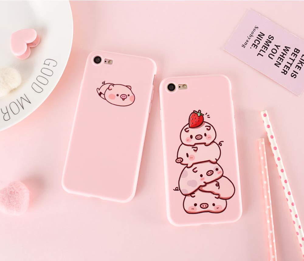 UnnFiko Cute Cartoon Pig Soft Silicone Phone Case for iPhone 7/iPhone 8 - Protective Cover for Girls & Women | Perfect Gift for Animal Lovers, Daily Use & School Accessories
