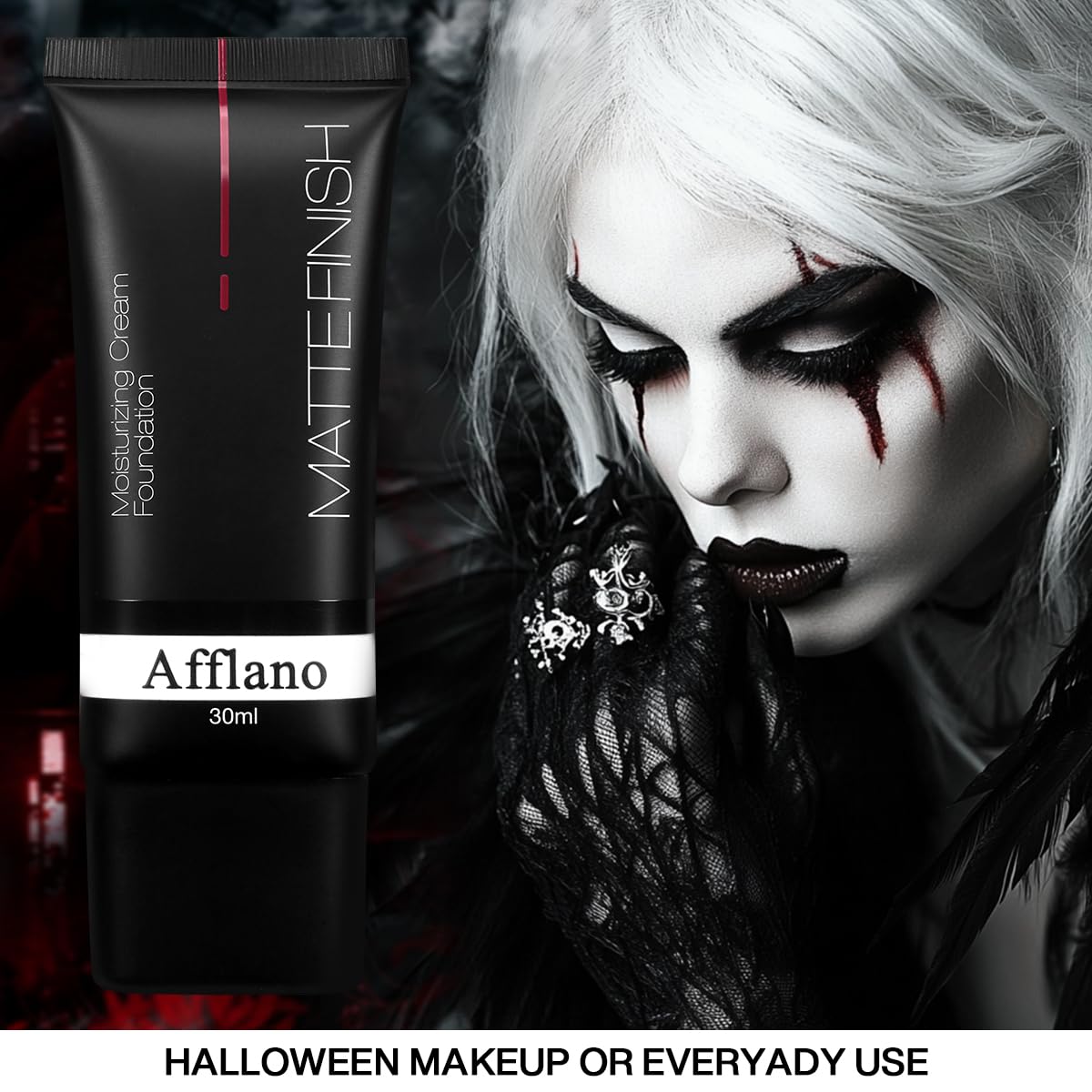 White Full Coverage Color Changing Liquid Foundation - Waterproof, Long-Lasting Goth & Clown Makeup for Cosplay, Halloween & Dramatic Looks | Creamy Formula for Daily Wear & Special Occasions