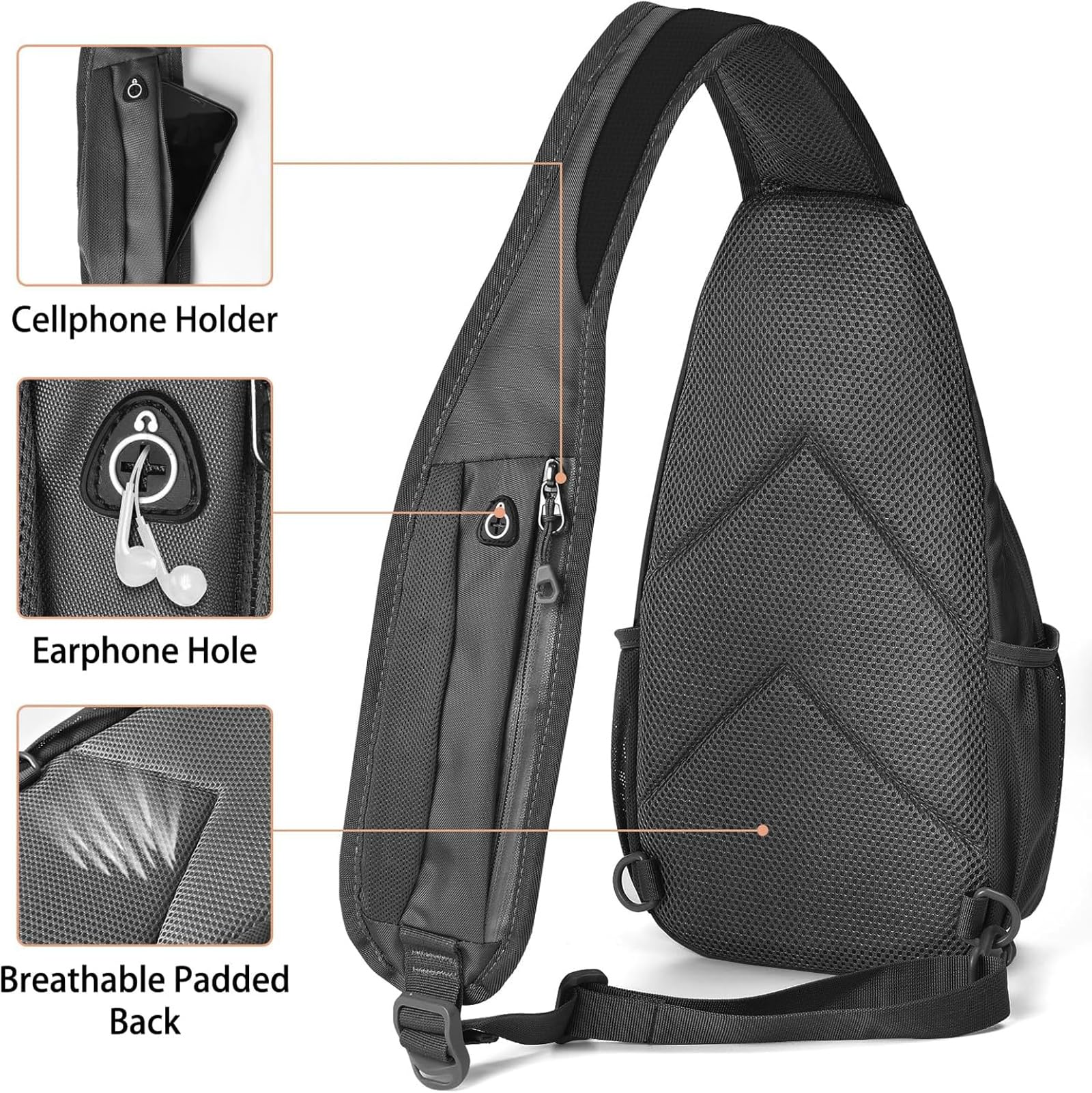 Multipurpose Crossbody Sling Backpack for Men & Women - Travel, Hiking, Running & Daily Use with Earphone Hole | Durable Chest Shoulder Bag for Outdoor & Commuting