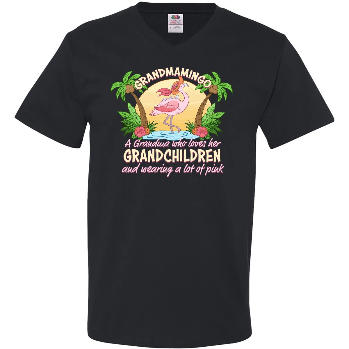 Grandmamingo Grandma Loves Grandkids V-Neck T-Shirt for Family Outings