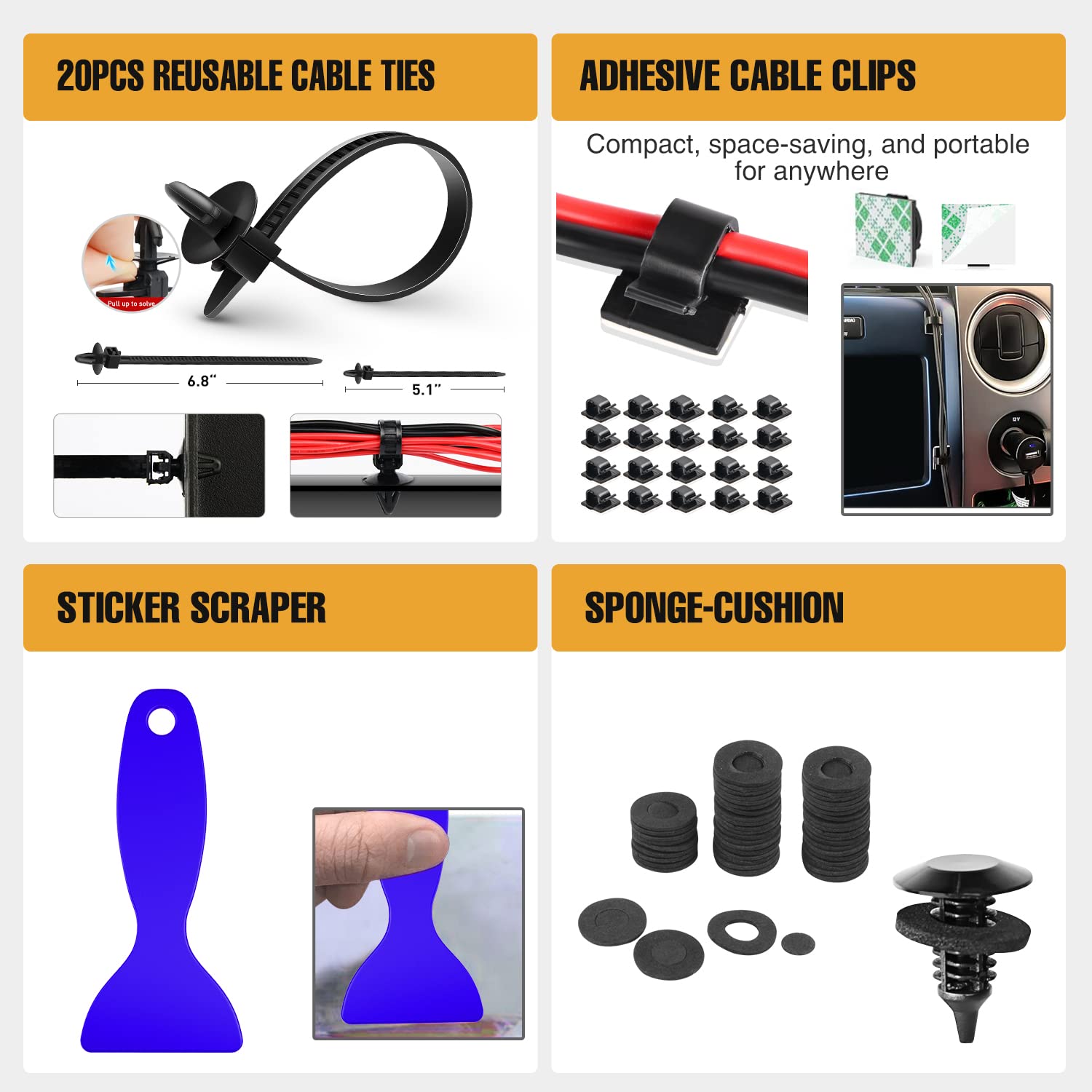 GOOACC 238Pcs Auto Trim Removal Tool Kit - Car Panel Pry Tool, Bumper Retainer Clip Set, Fastener Terminal Remover, Adhesive Cable Clips & Radio Removal Pliers (GRC-207) | Perfect for Auto Body Repair, Interior Detailing & DIY Car Maintenance