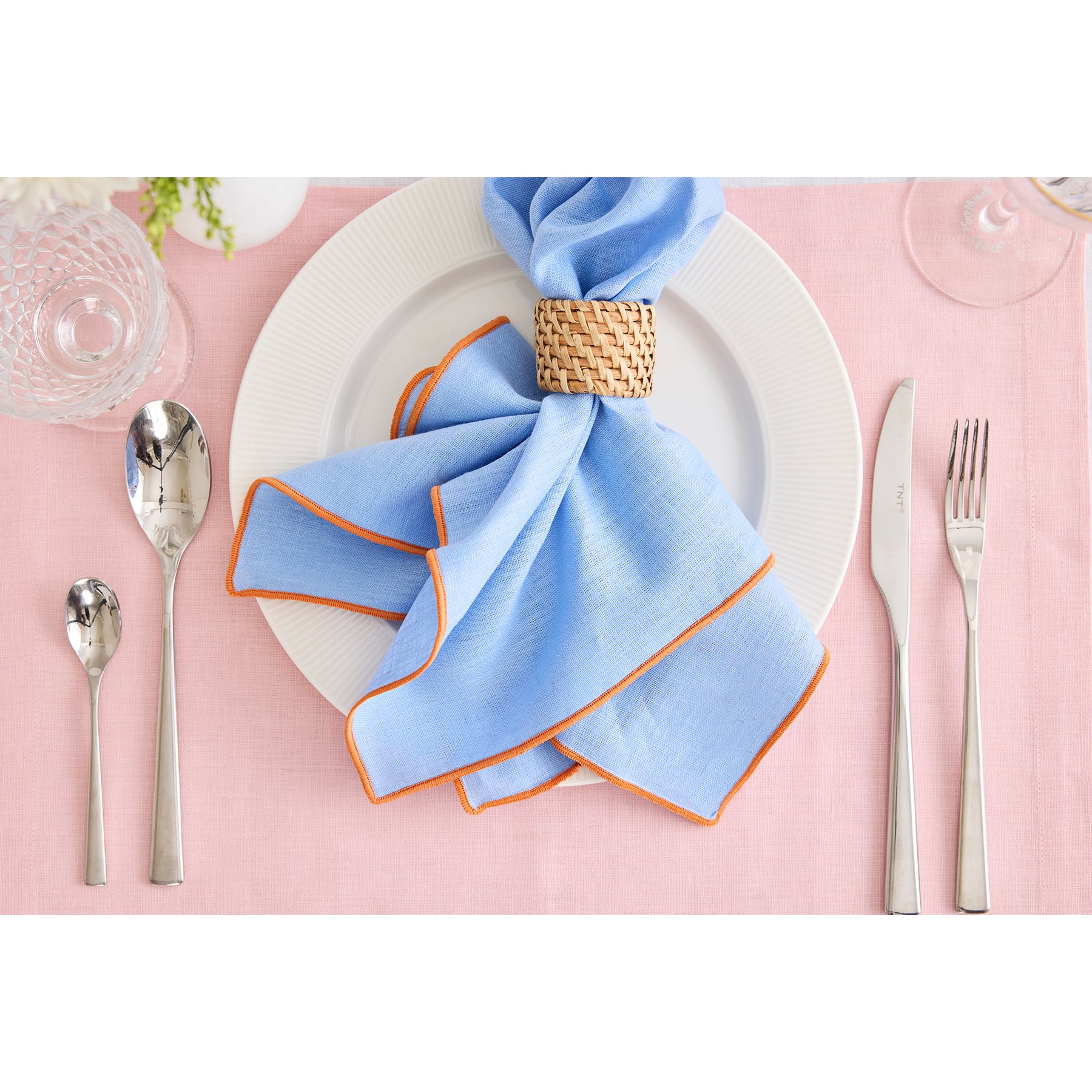 Premium Bianca Merrow Stitch Napkins Set of 4 - Elegant Embroidered Cotton Table Linens for Fine Dining & Special Occasions