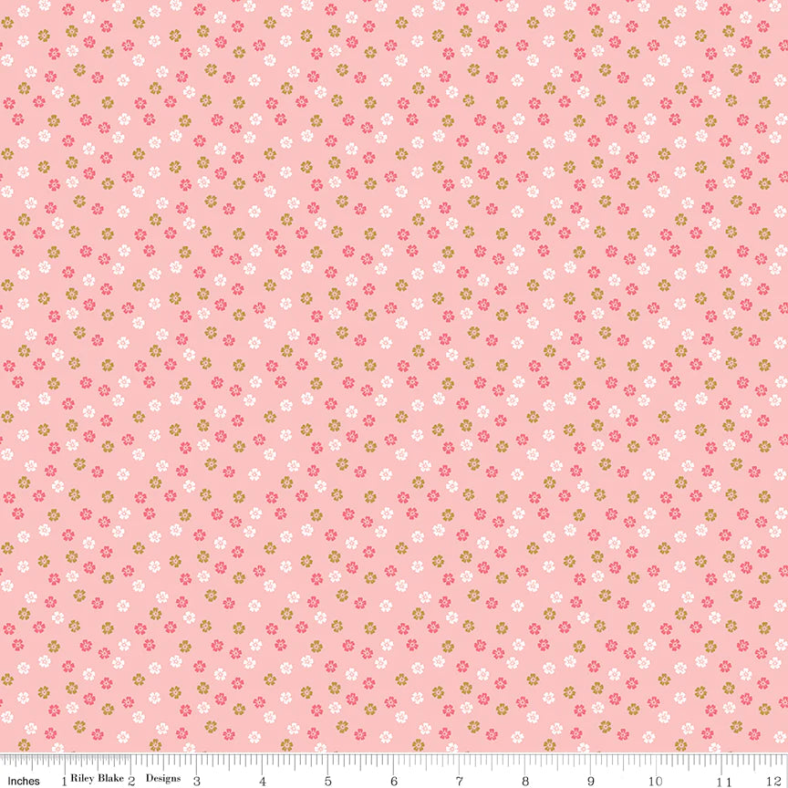Ahoy! Mermaids Riley Blake Designs C10346 Floral Pink Sparkle Fabric - Perfect for Quilting, DIY Crafts, and Home Decor Projects