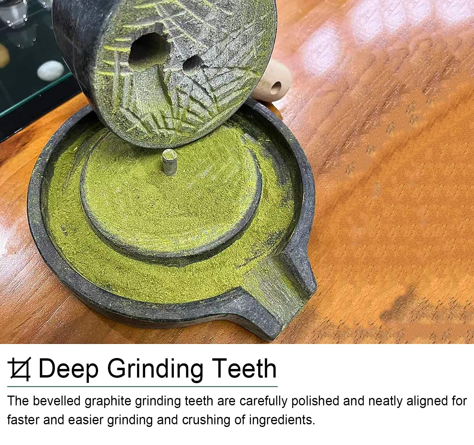 Premium Stone Grain Mill for Matcha Tea, Coffee Beans & Wheat - Hand Crank Manual Grinder for Barley, Rice & Prickly Beets - Natural Bluestone Mill for Fresh Powder - Perfect for Home Kitchens & Tea Ceremonies