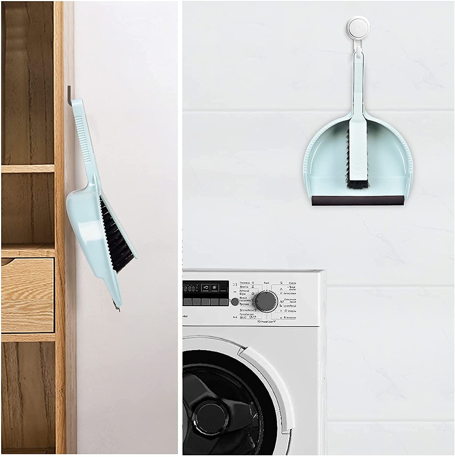 Mini Broom and Dustpan Set - 2 Pack Compact Handheld Sweeping Kit for Home, Kitchen, Office & Car Cleaning - Blue Dust Brush with Small Pan - Perfect for Quick Spills, Pet Hair & Tight Spaces