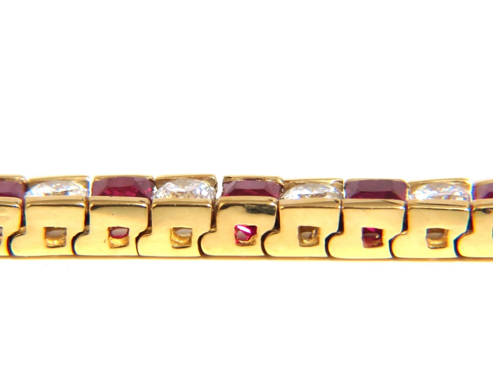 7.20ct Natural Ruby & Diamond Channel Line Bracelet in 14K Gold - Elegant Jewelry for Weddings, Anniversaries & Special Occasions