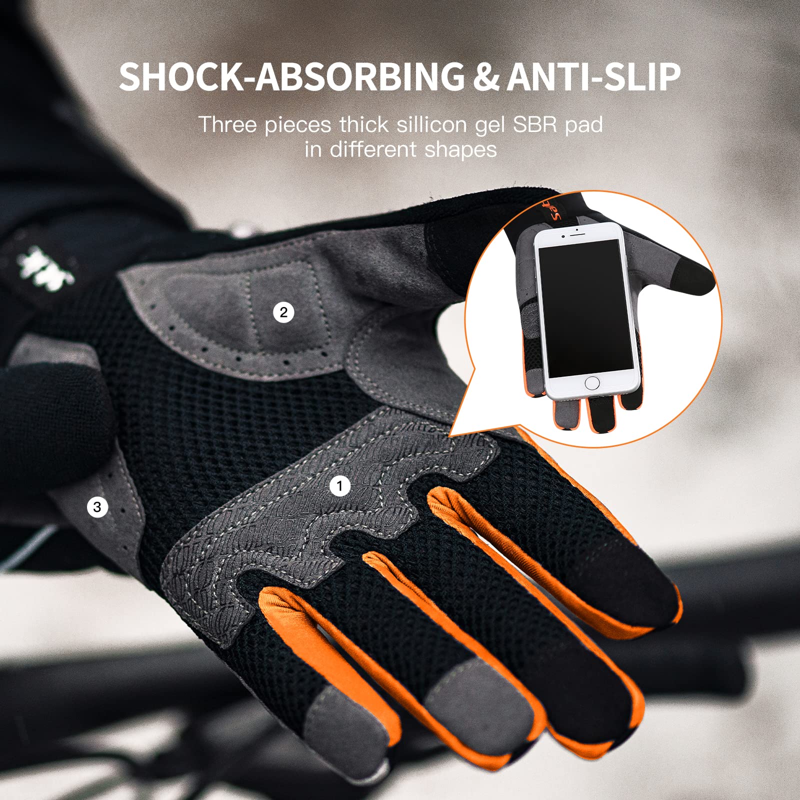 Santic Windproof Cycling Gloves with Gel Pads - Anti-Shock, Breathable Bike & Motorcycle Gloves for Men & Women - Perfect for Mountain Biking, Road Cycling & Motorcycle Riding