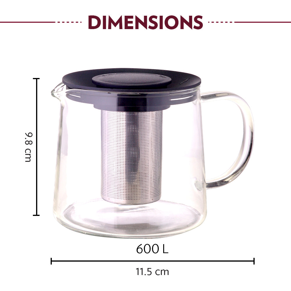 Premium Borosilicate Glass Carafe with Removable Tea Infuser - 34oz Black Pitcher for Iced Tea, Cold Brew Coffee & Fruit Infused Water - Perfect for Home, Office & Entertaining