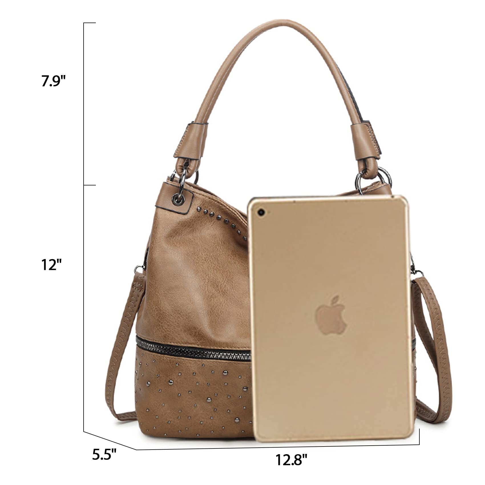 NOTAG Women's Fashion Handbags - PU Leather Crossbody & Shoulder Bags with Rivet Details | Perfect for Work, Travel & Everyday Use