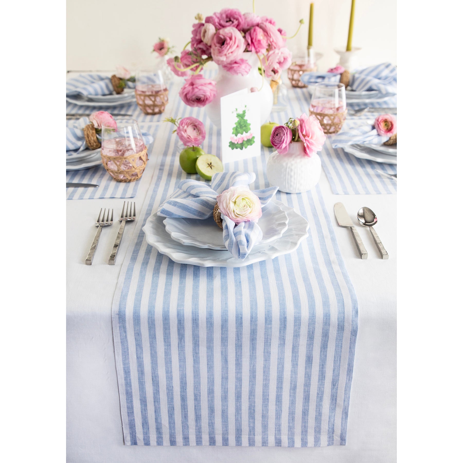 Amalfi Stripe Table Runner - Elegant Cotton Table Decor for Dining Room, Kitchen & Wedding - Perfect for Holiday Dinner Parties & Home Decor