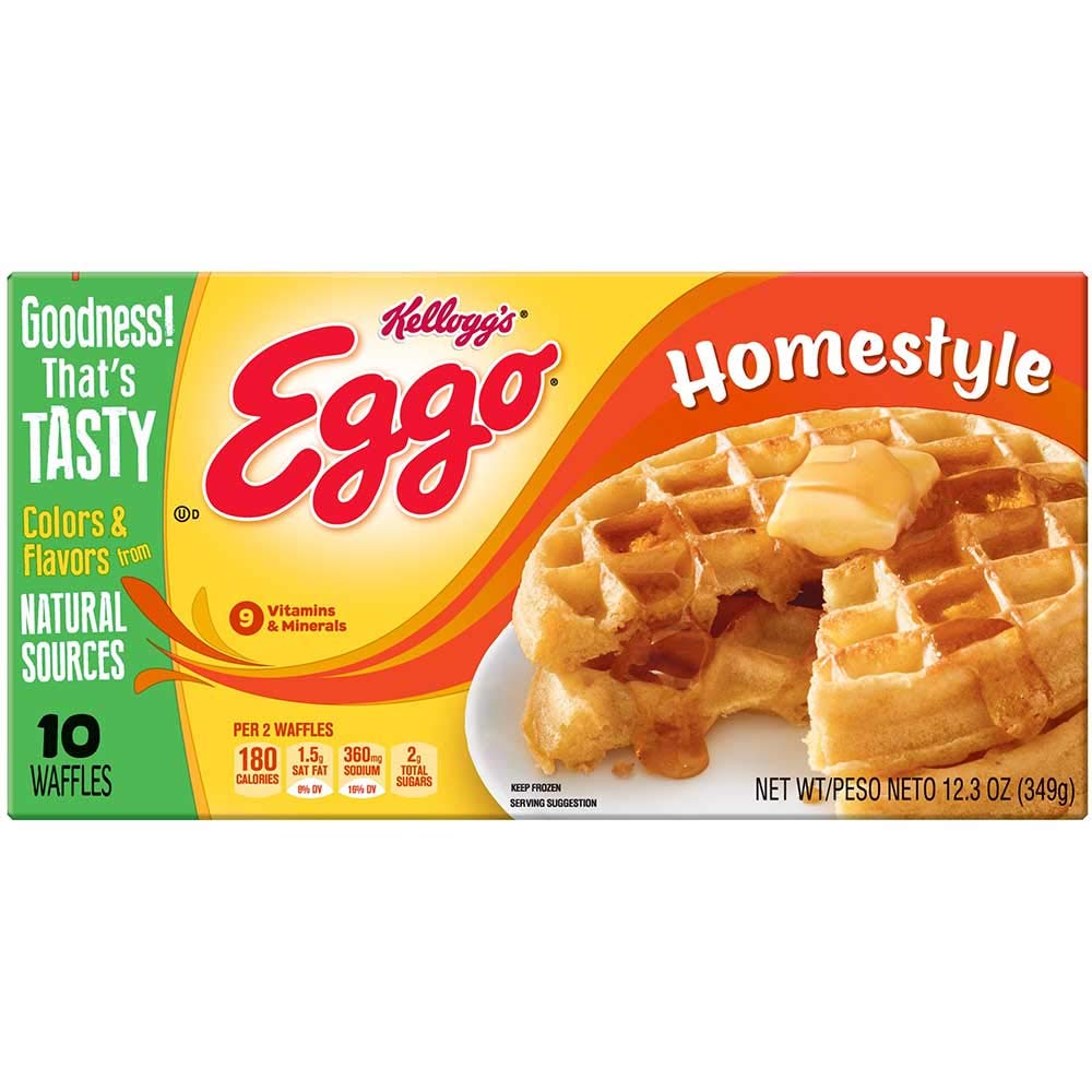 Kellogg's Eggo Homestyle Waffles - 8 Count (12.3 oz) - Frozen Breakfast Waffles for Quick & Easy Morning Meals, Toaster Friendly