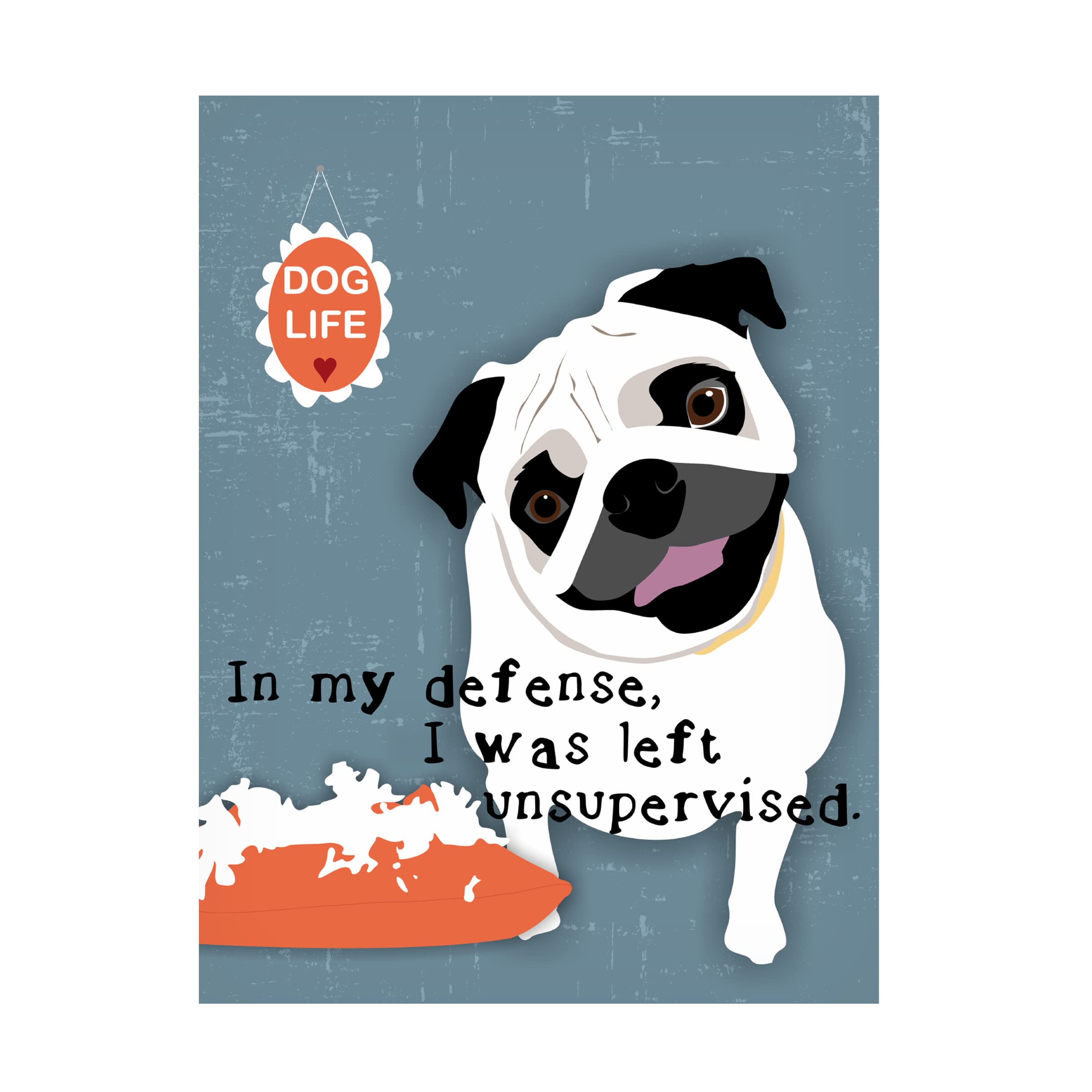 Trademark Fine Art 'Pug Dog Life' Canvas Print by Ginger Oliphant - Cute Pug Wall Decor for Living Room, Bedroom & Office