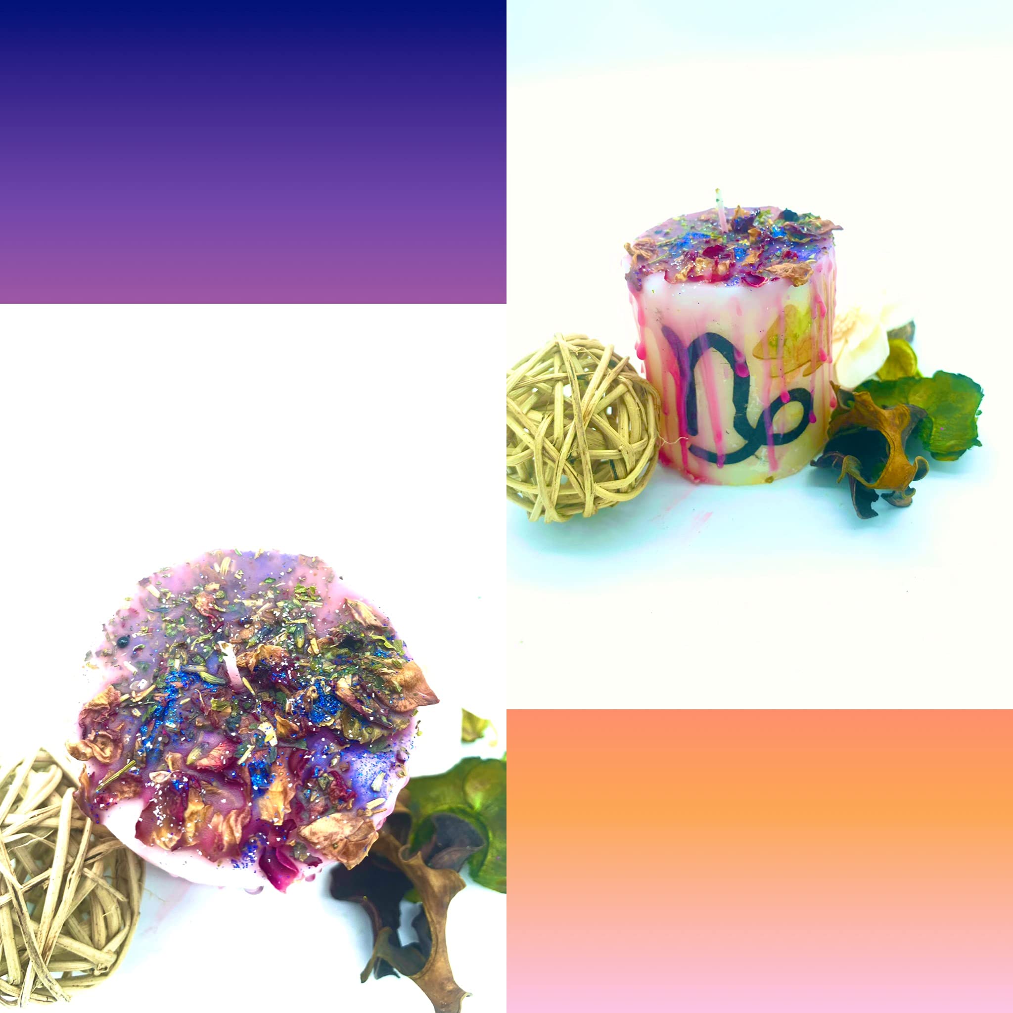 Zodiac Cancer Manifestation Candle with Crystals & Herbs for Meditation & Rituals