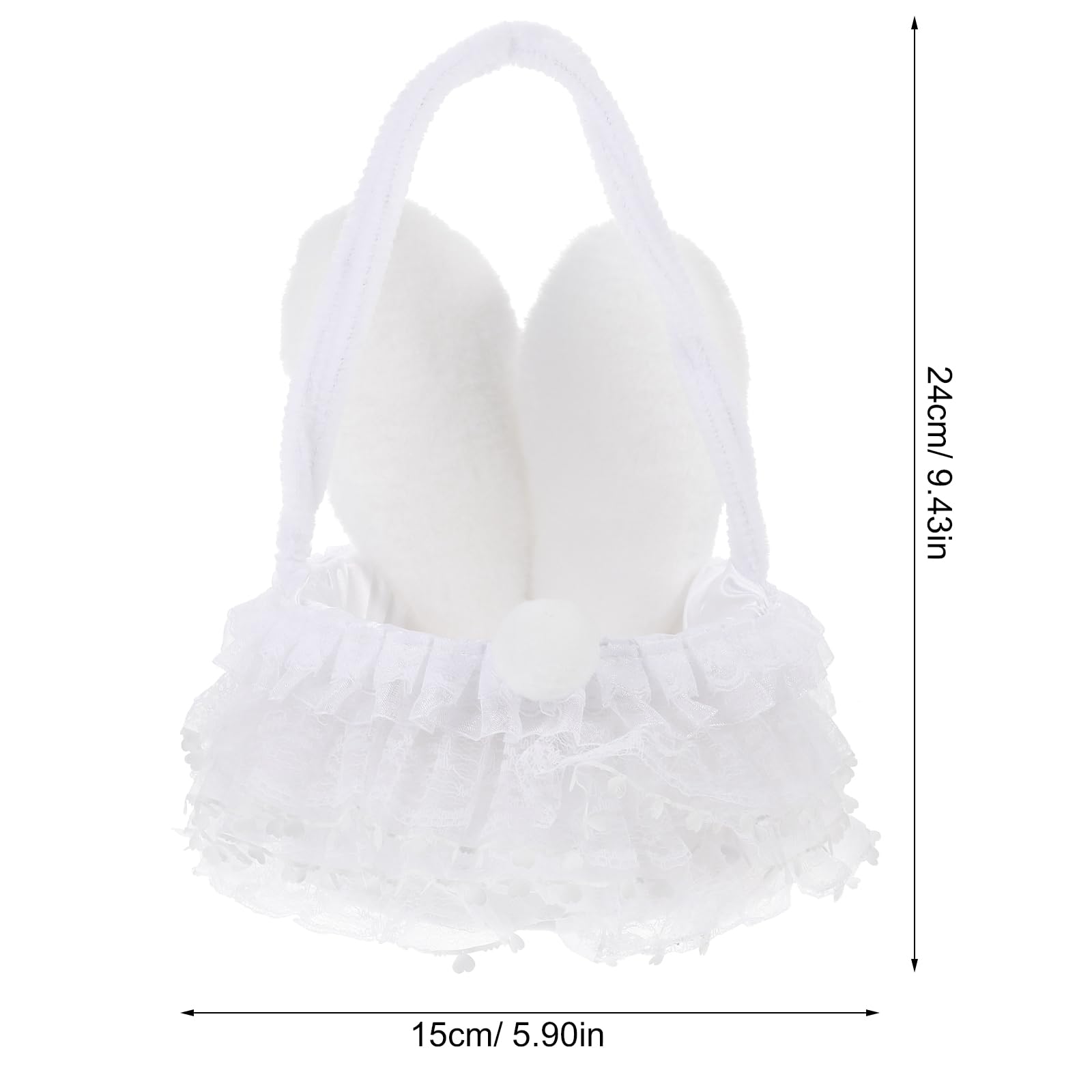 LOGOFUN Easter Bunny Ears Storage Basket with Handle - White Rabbit Ears Flower Basket for Kids, Easter Party Decorations & Spring Home Decor | Perfect for Easter Egg Hunts, Gift Baskets & Holiday Decor