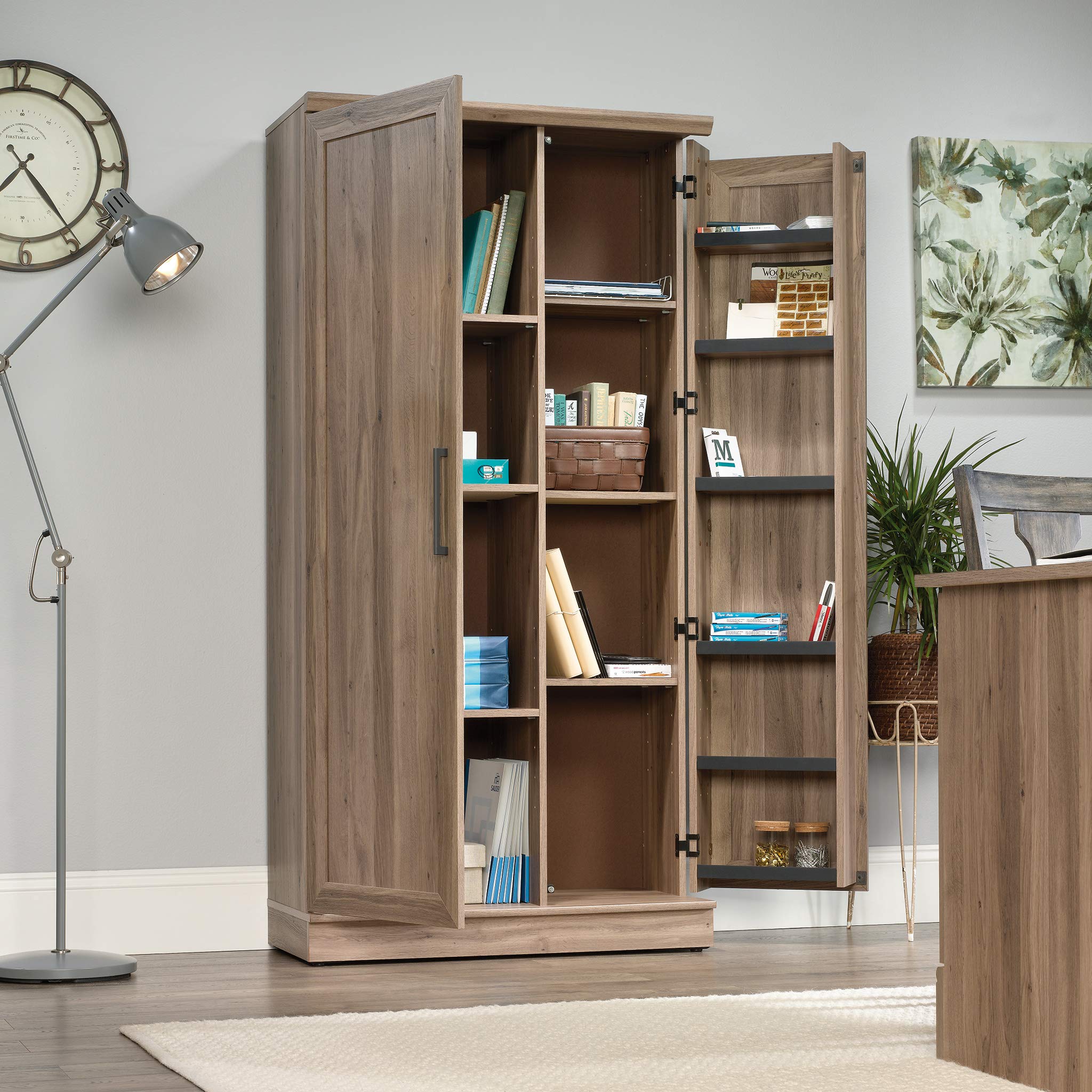 Sauder HomePlus Storage Cabinet - Pantry Organizer with Salt Oak Finish for Kitchen, Bathroom & Living Room Storage