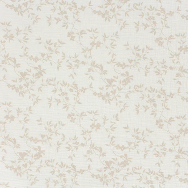 Branches Off White Double Gauze Fabric - Soft & Breathable Material for Dresses, Blouses & DIY Sewing Projects