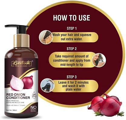Lovelook Red Onion Black Seed Oil Hair Conditioner - Natural Deep Conditioning Treatment for Hair Growth, Strengthening & Shine - 300ml for Men & Women - Perfect for Damaged, Dry & Frizzy Hair Care Routine