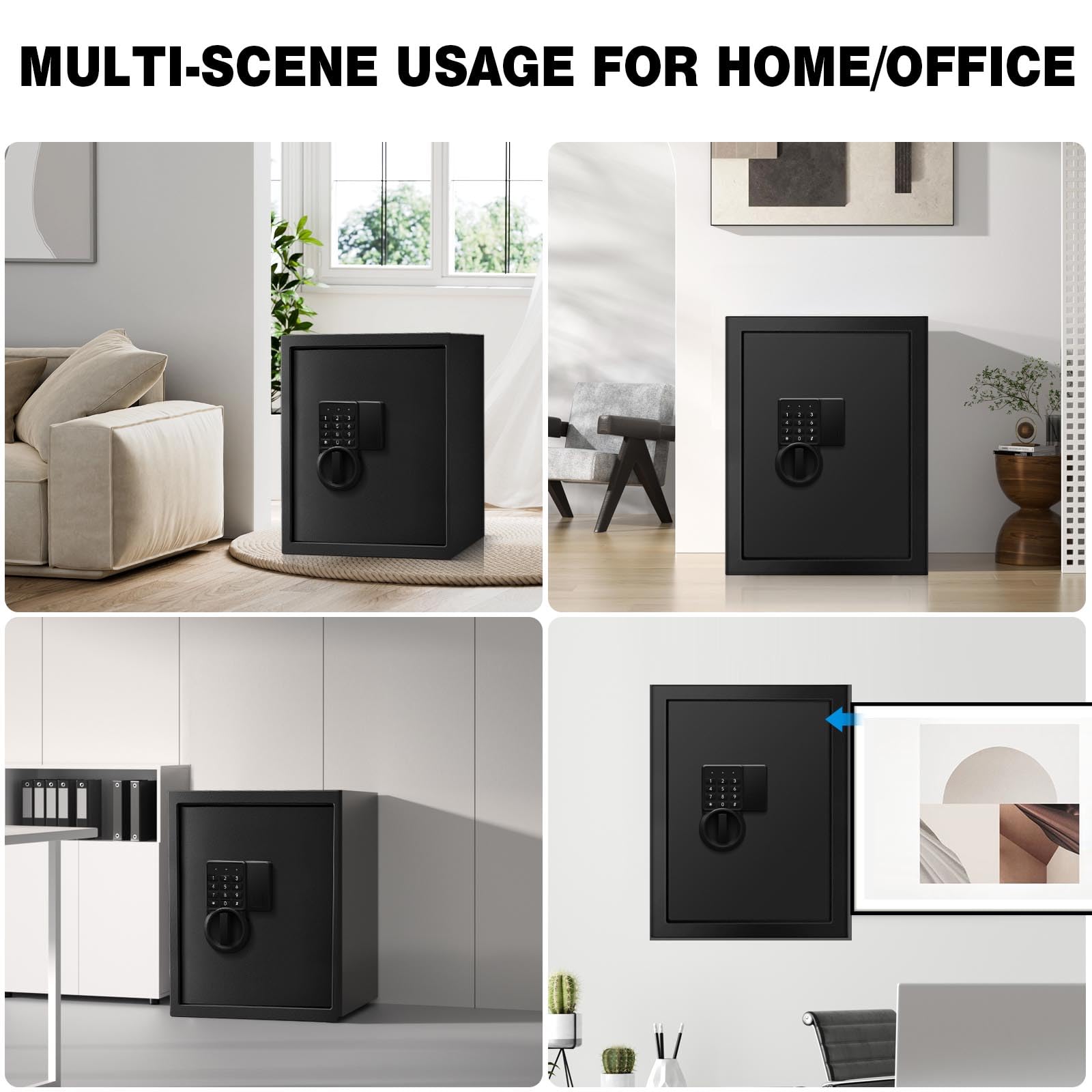 2.2 Cu Ft Steel Electronic Digital Safe Box for Home & Office - Secure Money, Jewelry, Valuables & Documents with Sensor Light, Removable Shelf & Mute Function | Perfect for Bedroom, Closet or Business Security Storage