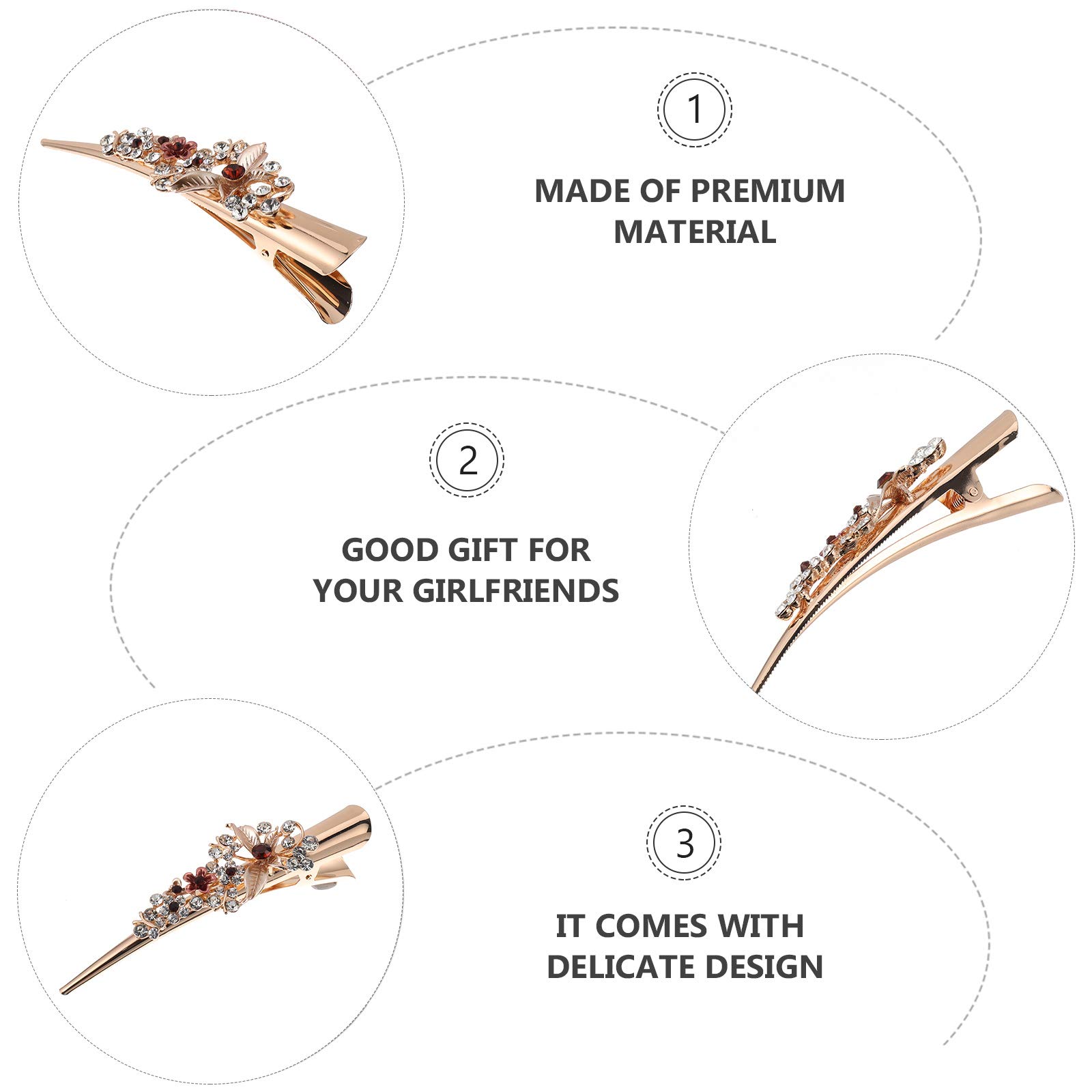 Rhinestone Alligator Hair Clips for Women - Shiny Crocodile Hair Barrettes, French Bride Metal Styling Teeth Clips - Perfect for Weddings, Parties & Everyday Hair Accessories