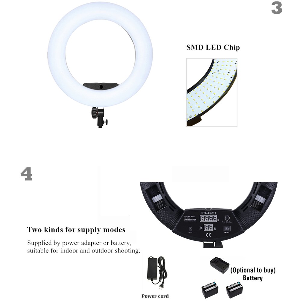 Yidoblo 18-inch Adjustable LED Ring Light Kit with Digital Display - 3200K-5500K Dimmable Continuous Lighting for Camera, Smartphone, YouTube Videos, Portrait & Studio Photography - Perfect for Vlogging, Live Streaming, Makeup Tutorials and Product Photography