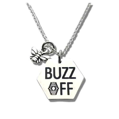 Buzz Off Pendant Necklace with Bee Charm - 18 Inch Sterling Silver Chain - Perfect for Nature Lovers & Outdoor Adventures