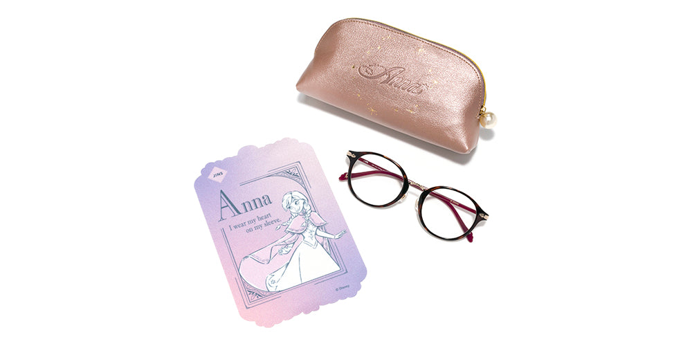 JINS x Disney Frozen Anna 047 Eyeglasses - Kids Blue Light Blocking Glasses for Screen Time & Reading (Inspired by Disney's Frozen) - Perfect for School, Gaming & Movie Nights
