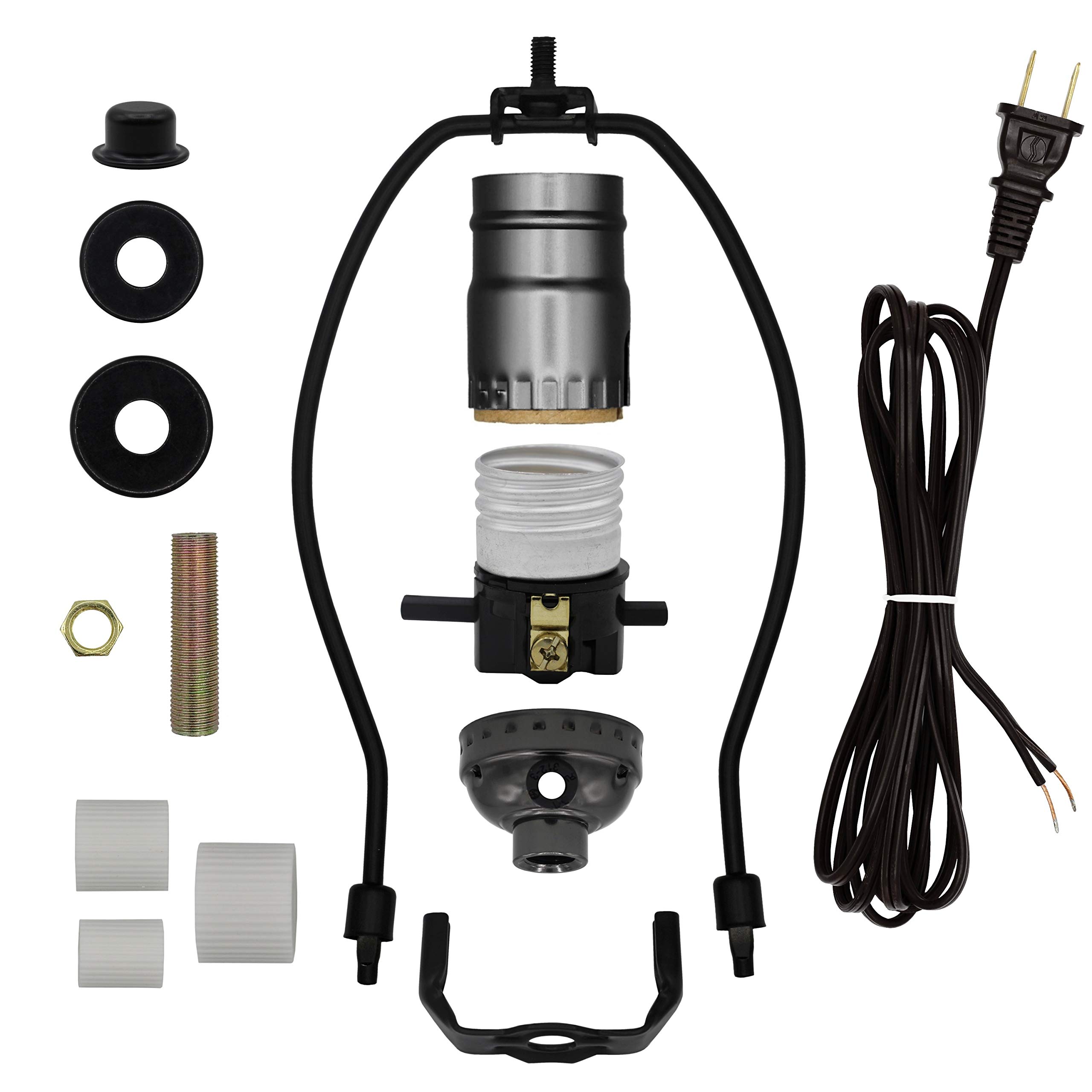 DIY Liquor Bottle Lamp Kit - Complete Set with Adapters, Socket, Cord & Harp (Black) | Perfect for Home Bar Decor, Wedding Centerpieces & Unique Gift Ideas