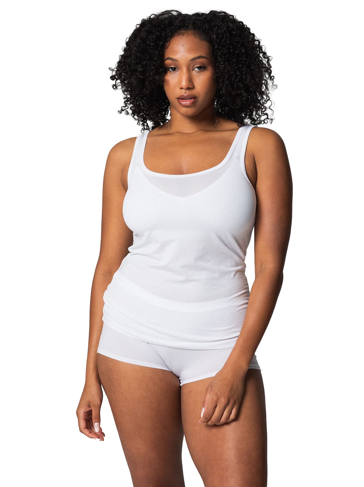 Felina Single Stitch Women's Sustainable Tencel Tank Top - Soft Breathable White Camisole for Yoga, Summer & Casual Wear