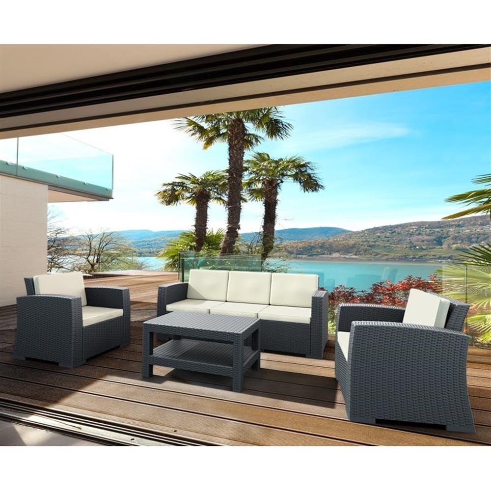 Compamia Monaco Outdoor Coffee Table - Dark Gray Weather-Resistant Commercial-Grade Patio Furniture for Garden, Poolside & Backyard Relaxation
