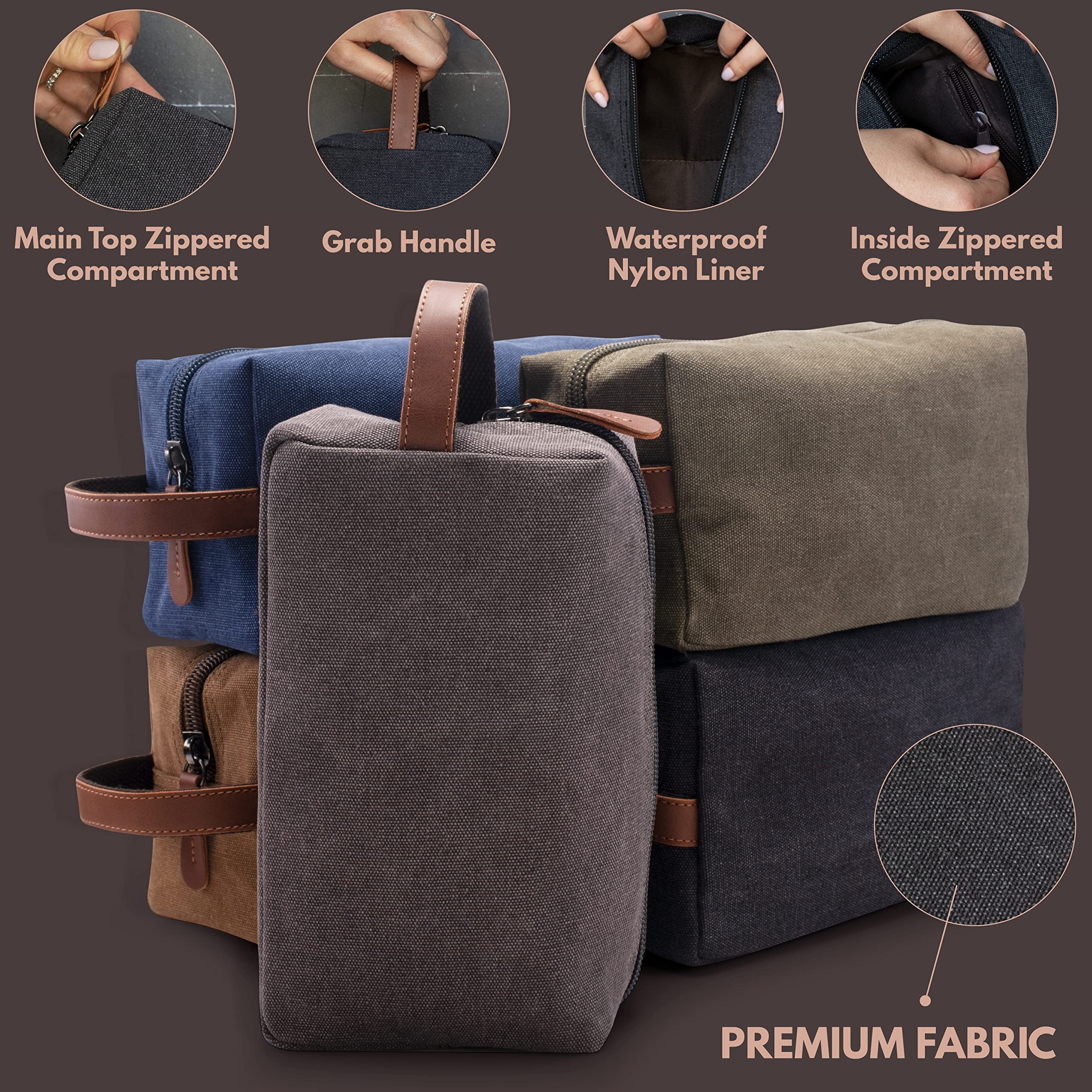 Personalized Groomsmen Gifts Set of 6 - Embroidered Travel Toiletry Bags for Men with Custom Name & Title | 8 Thread Color Options | Wedding Party Proposal Gift Idea | Perfect for Bachelor Trips, Destination Weddings & Honeymoon Travel Essentials (Grey)